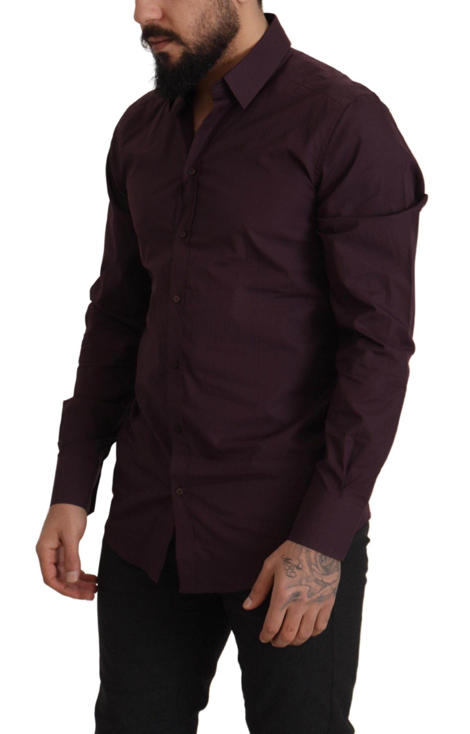 Paars katoenen GOUD slim fit overhemd