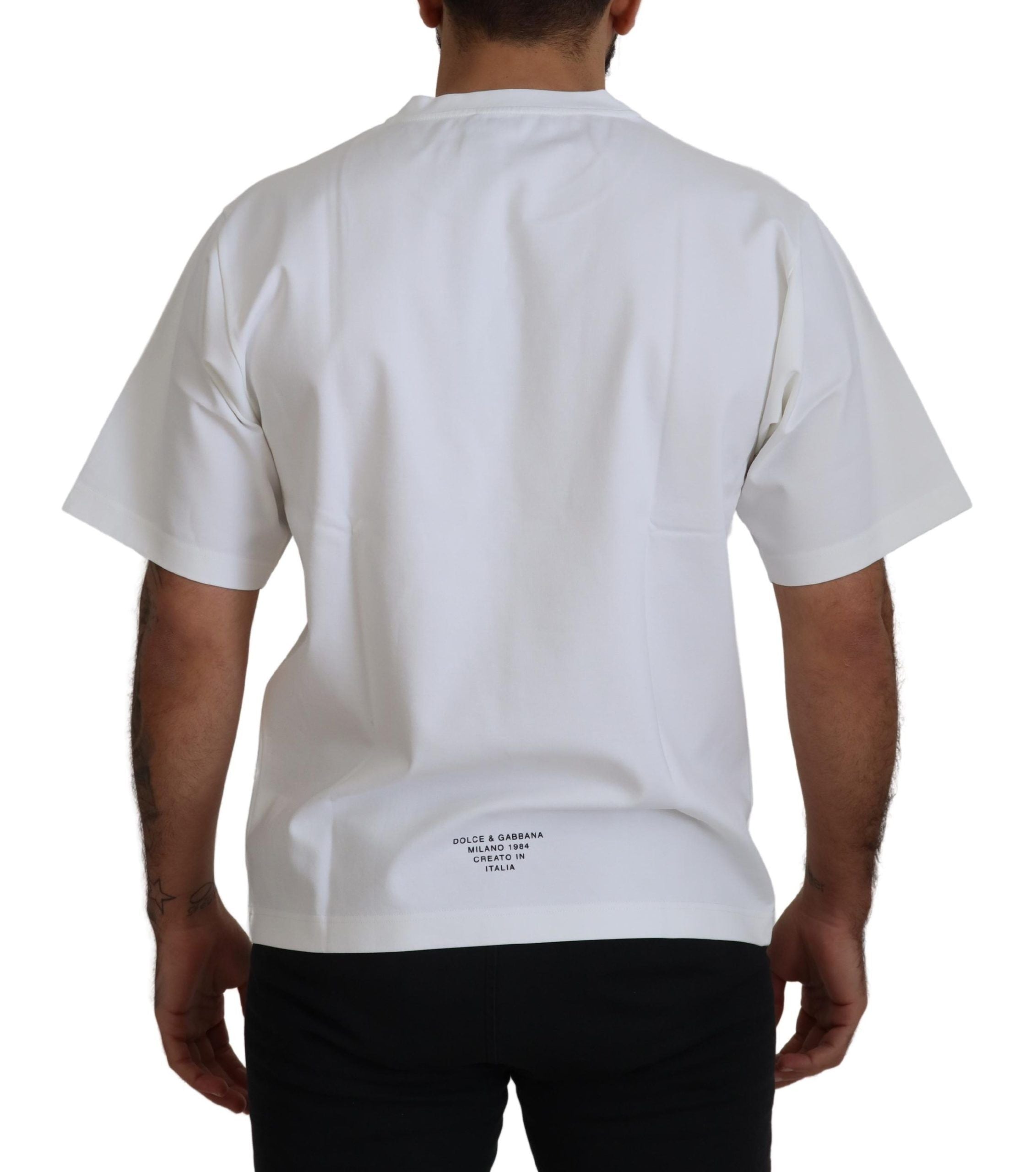 Wit T-shirt met ronde hals en logoprint van katoen
