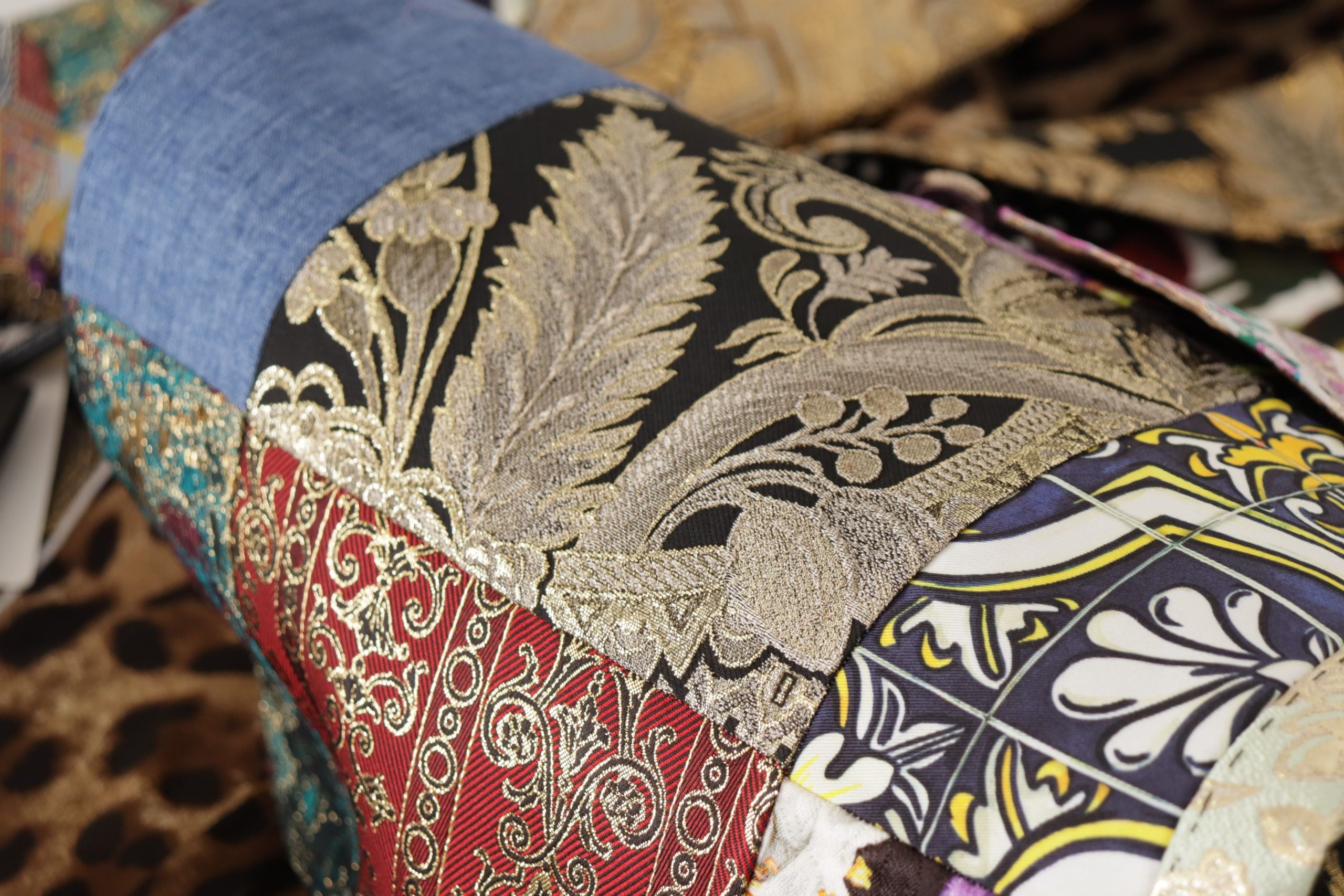 Multicolor dubbelrijs patchwork jacquard blazerjasje