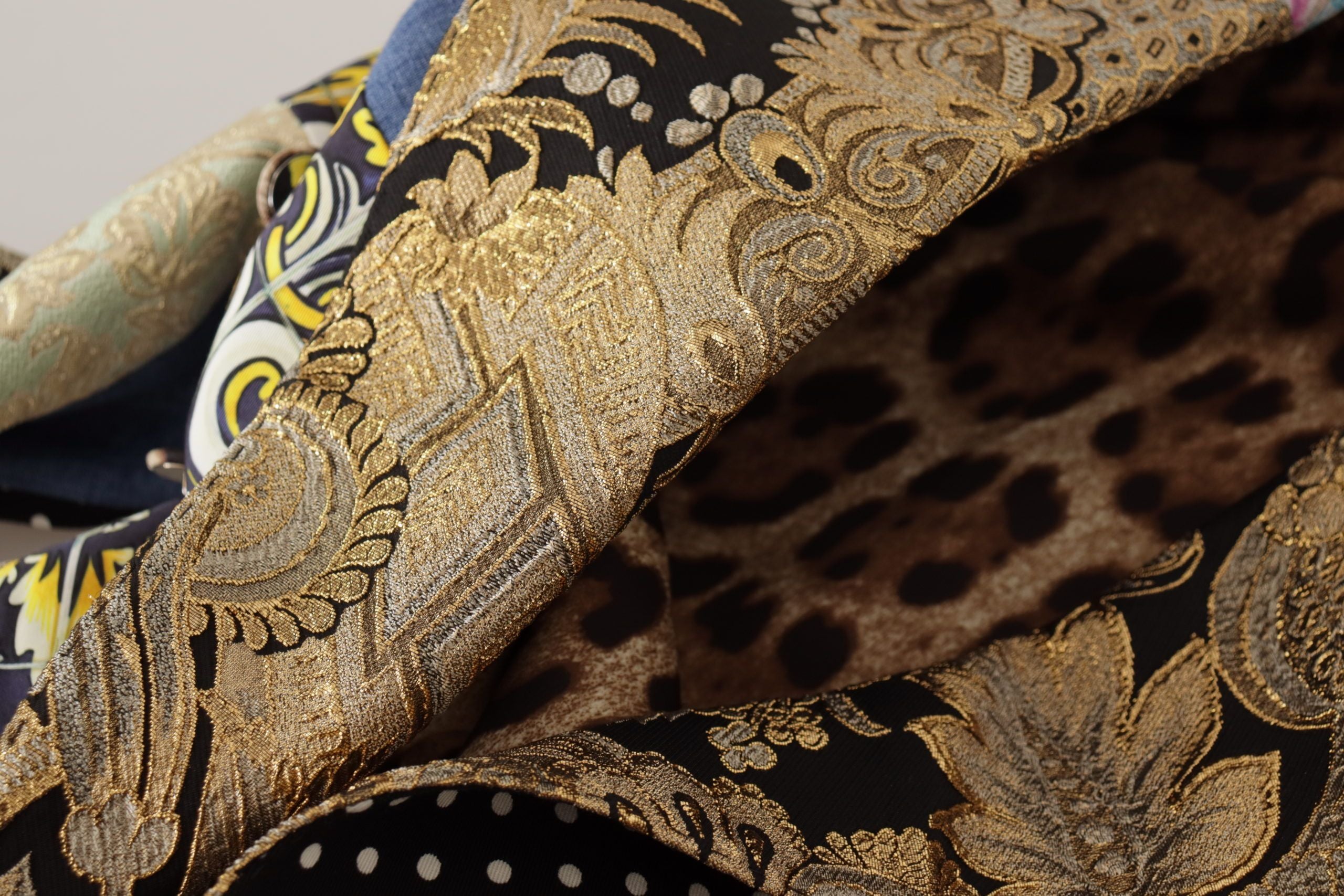 Multicolor dubbelrijs patchwork jacquard blazerjasje
