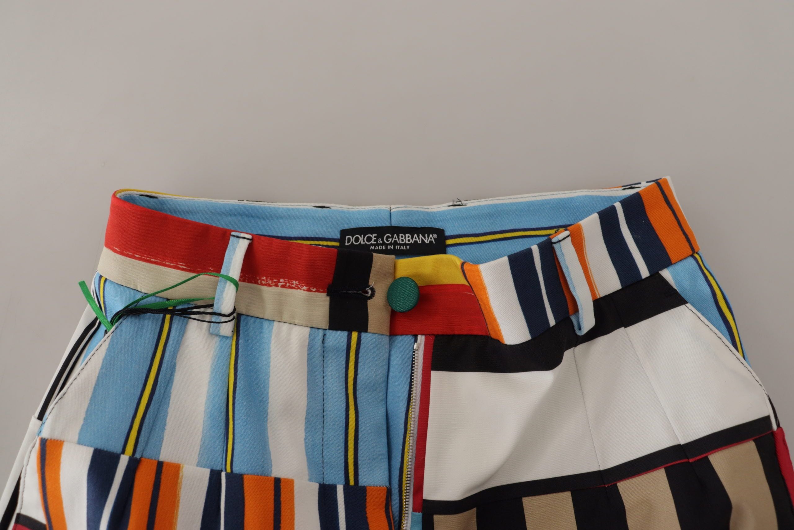Multicolor gestreepte katoenen broek met hoge taille