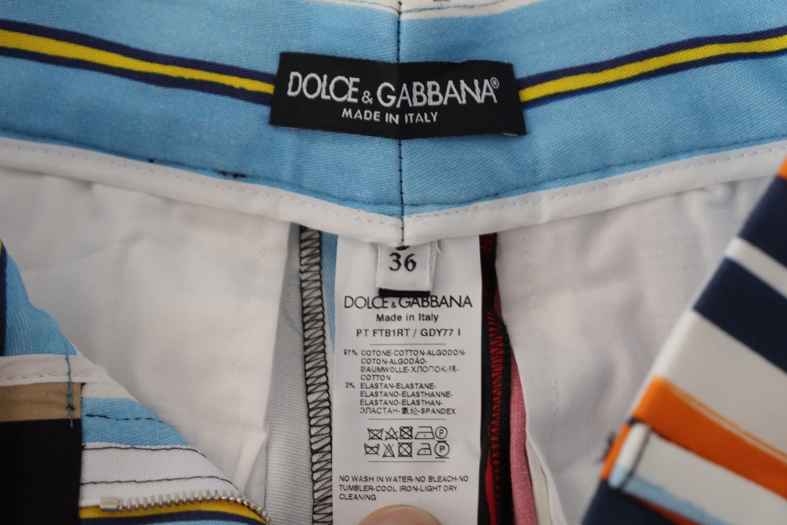 Multicolor gestreepte katoenen broek met hoge taille