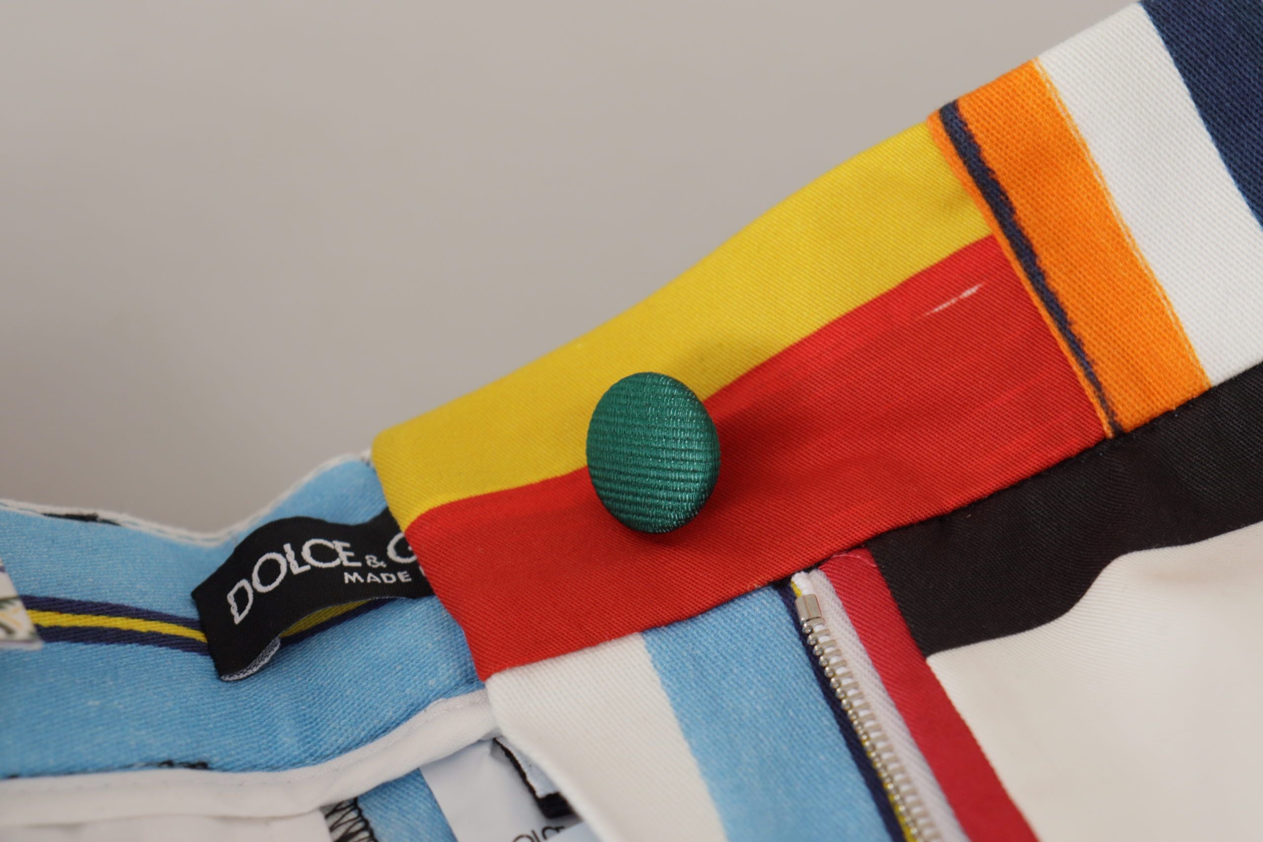 Multicolor gestreepte katoenen broek met hoge taille