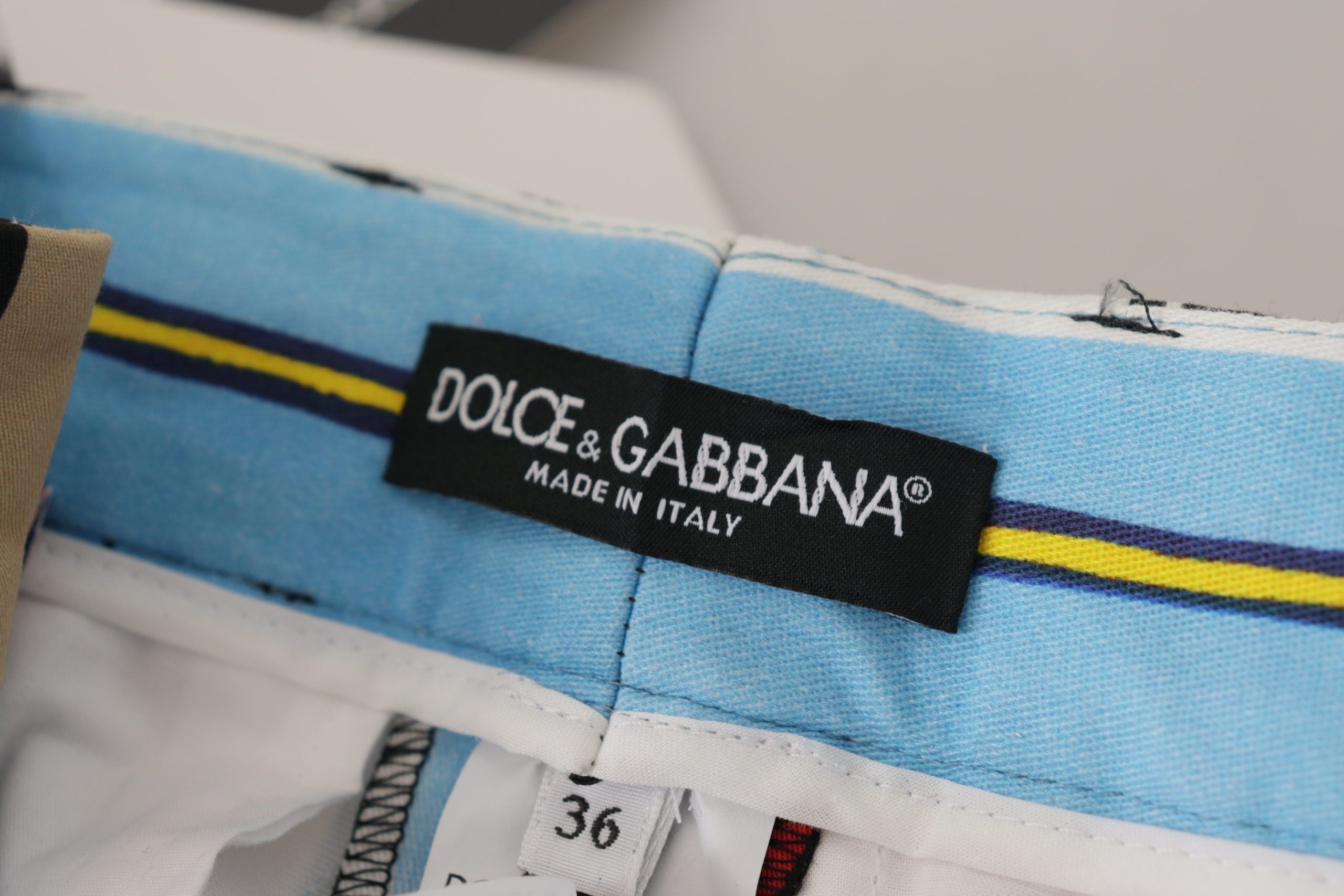 Multicolor gestreepte katoenen broek met hoge taille