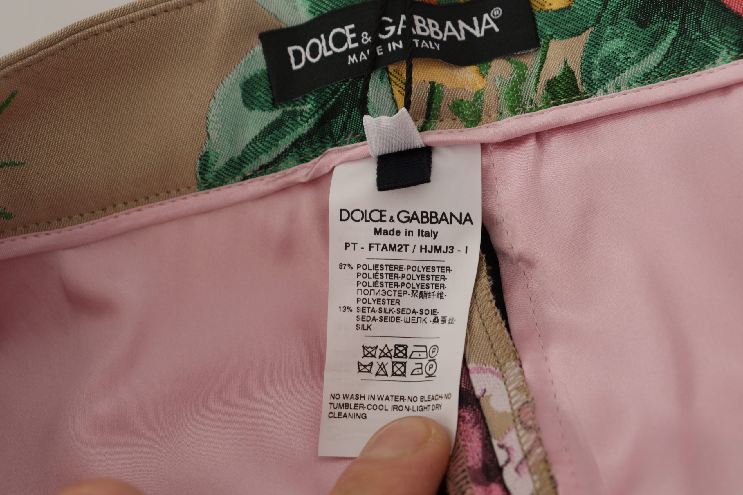 Beige bloemenjurk, formele hoge taille broek