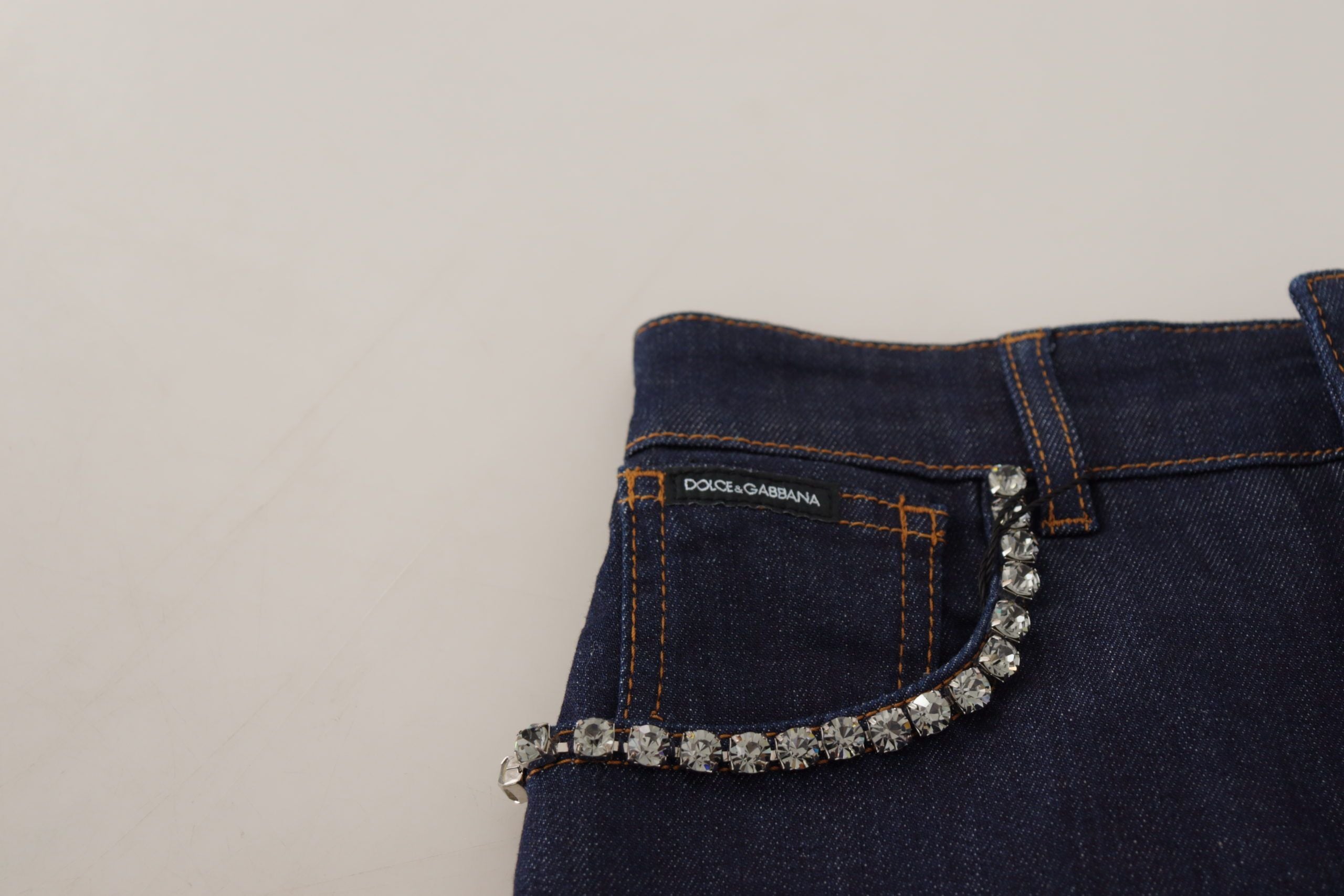 Blauwe denim stretch kristal hotpants shorts