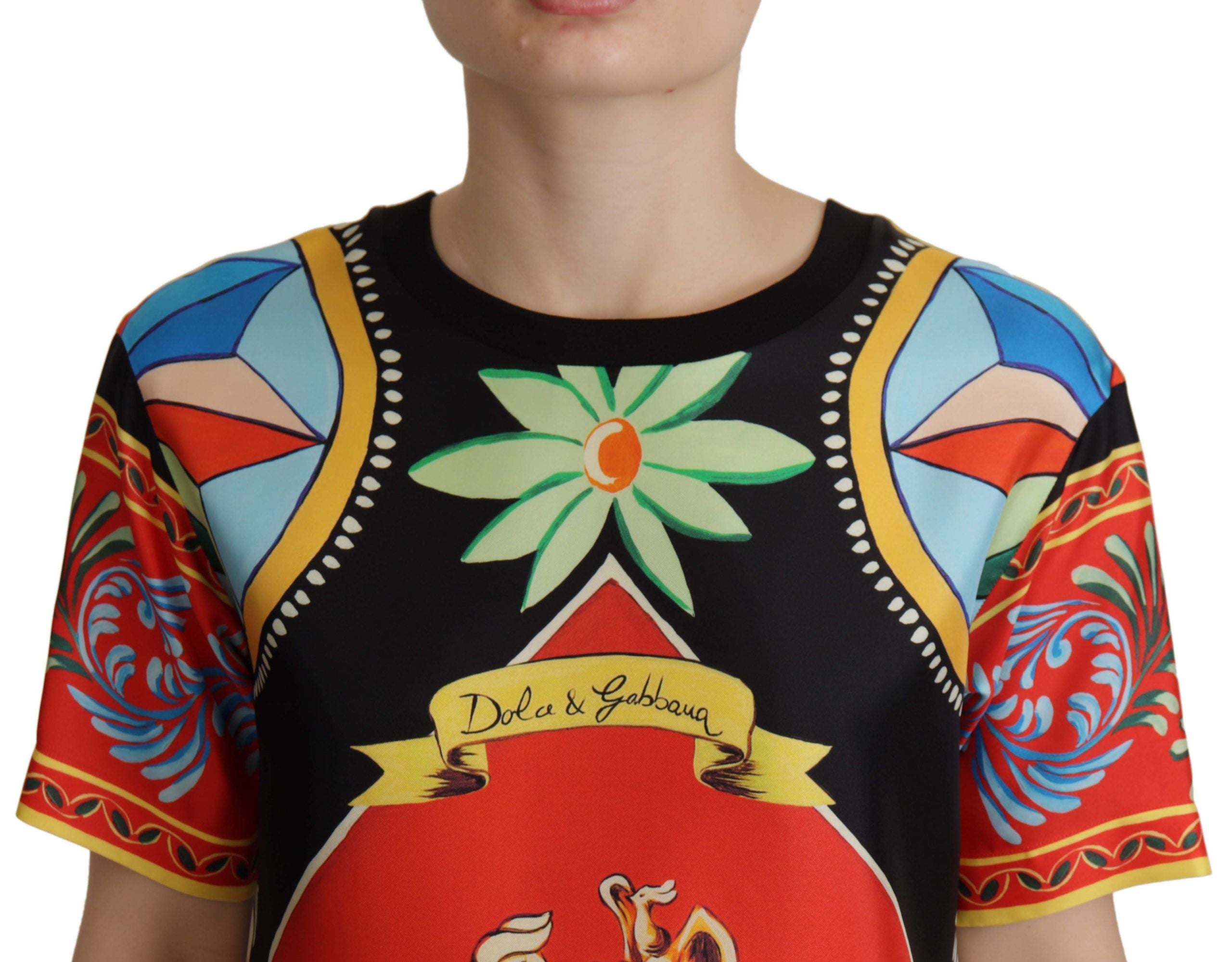 Multicolor Soldier Carretto Silk Top T-shirt