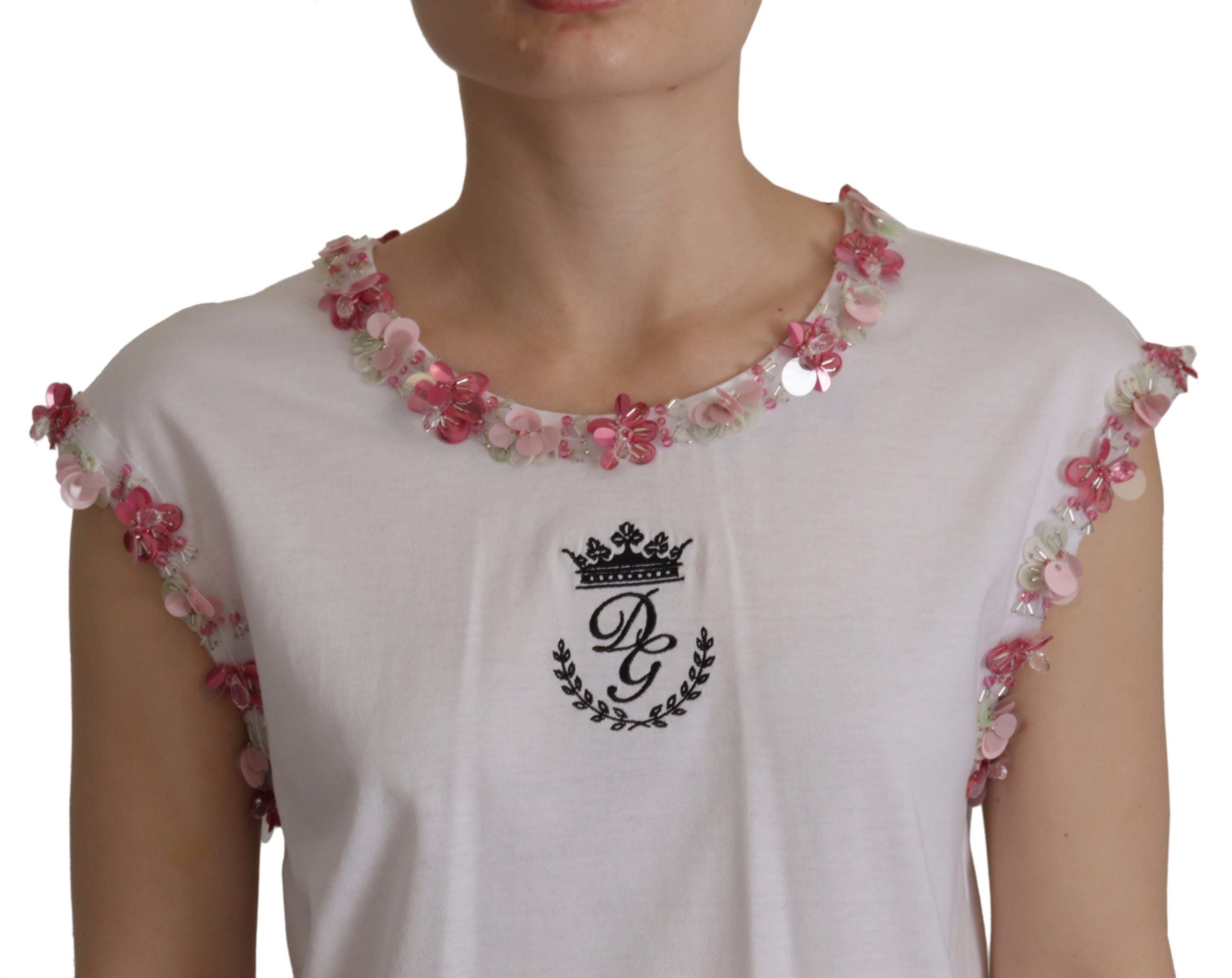 Wit DG Crown Floral Sequin T-shirt