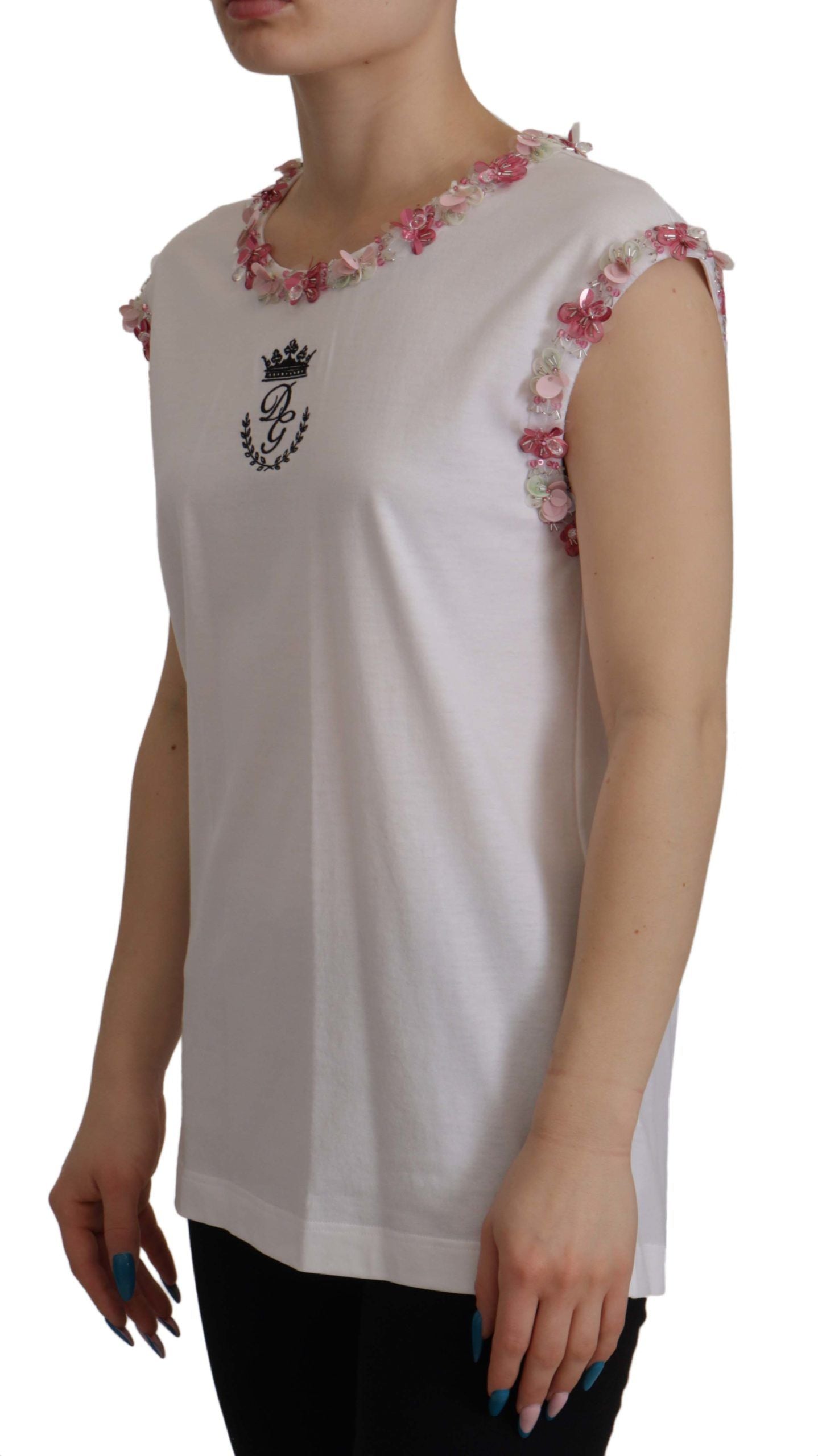 Wit DG Crown Floral Sequin T-shirt