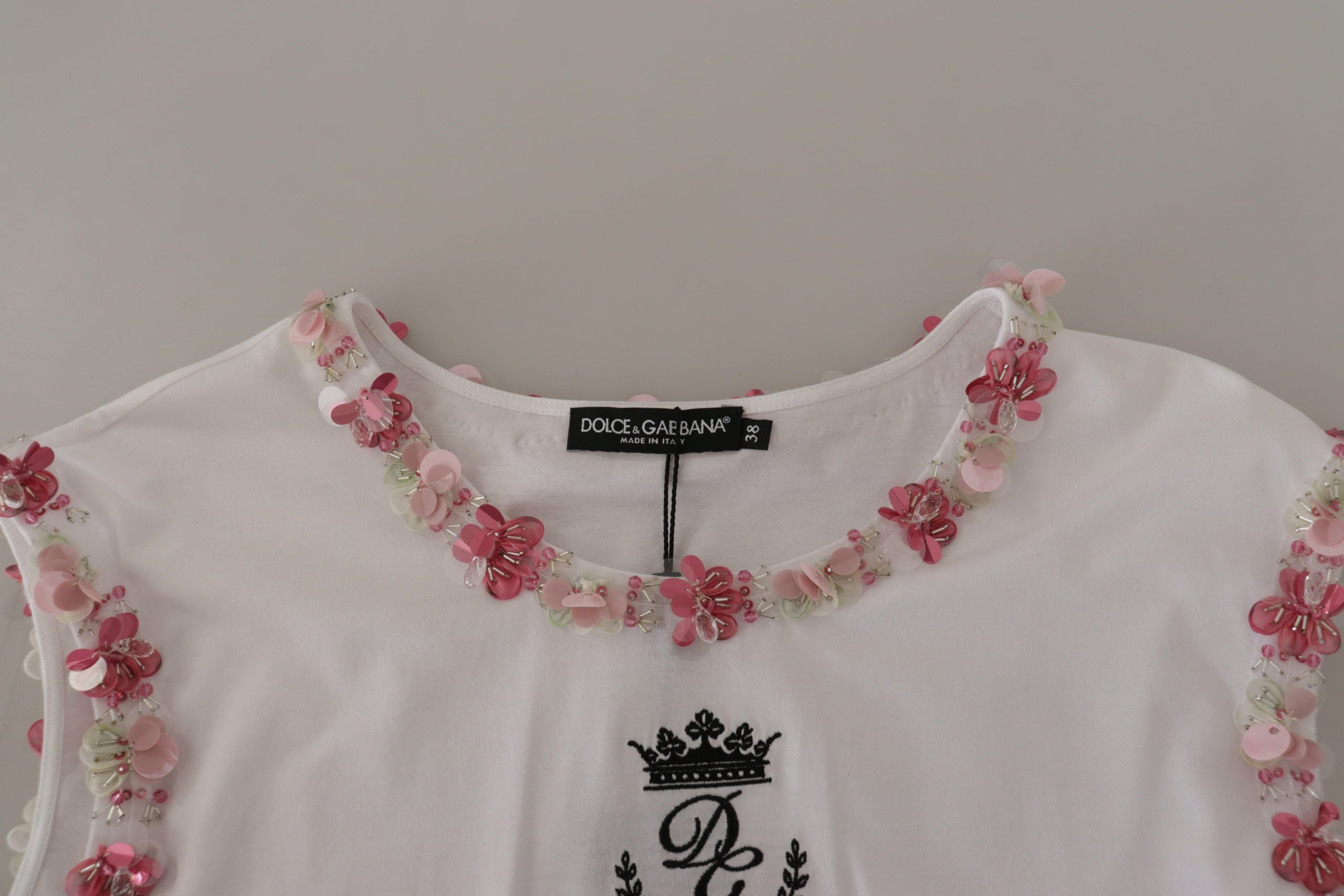 Wit DG Crown Floral Sequin T-shirt