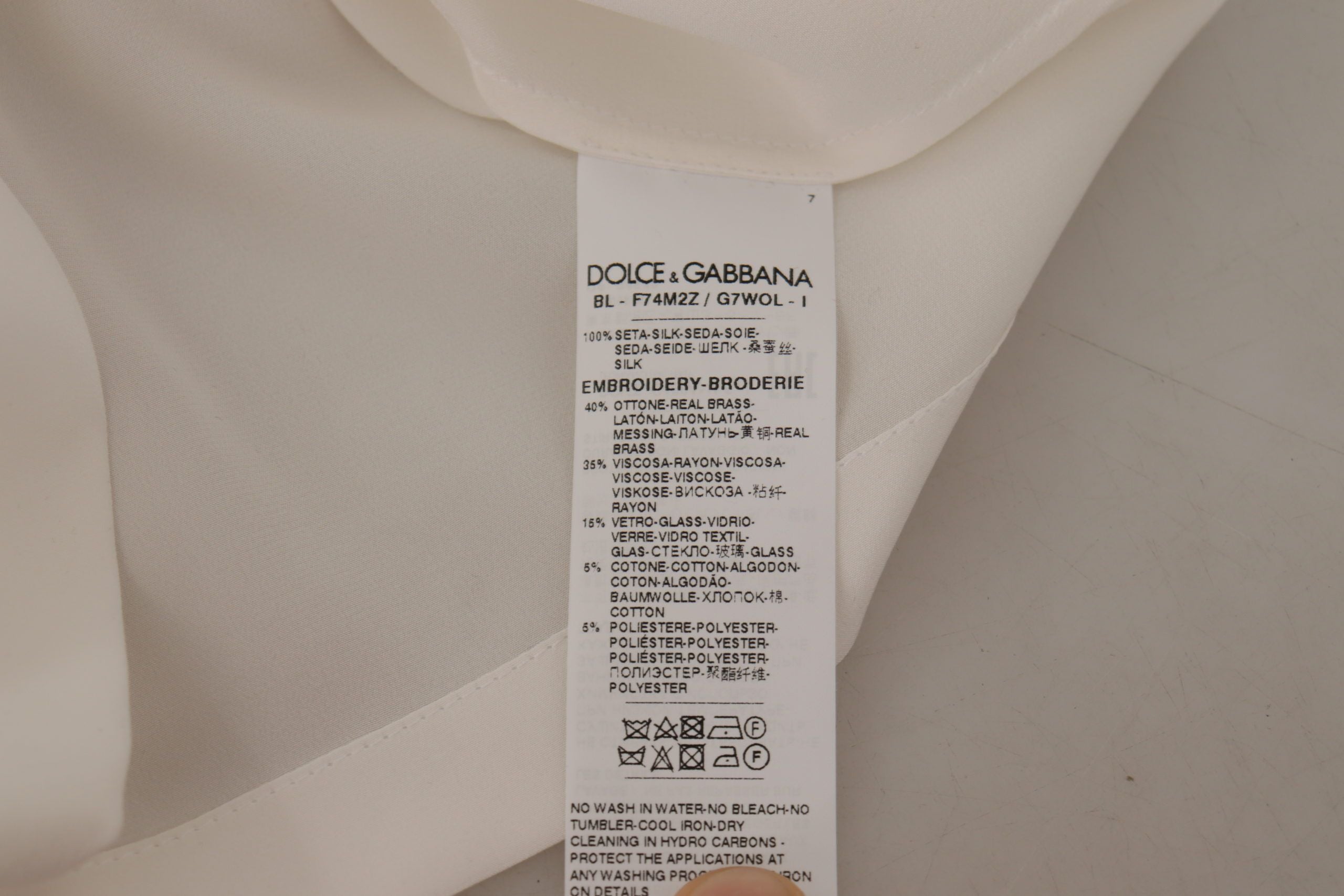 Witte zijden goudkleurige DG Crown Crystal blouse top