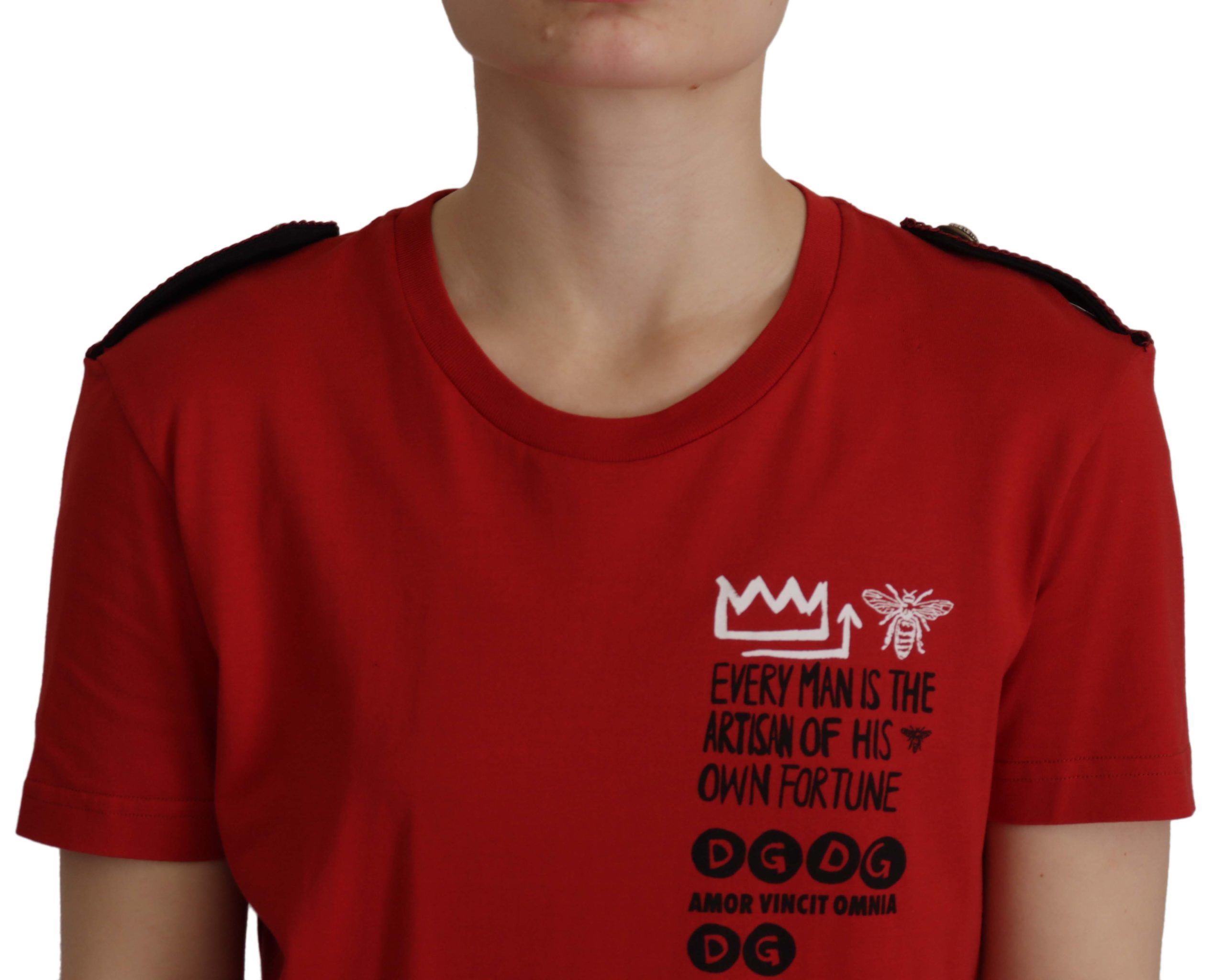 Rood Amor Vincit Omnia T-shirt met ronde hals
