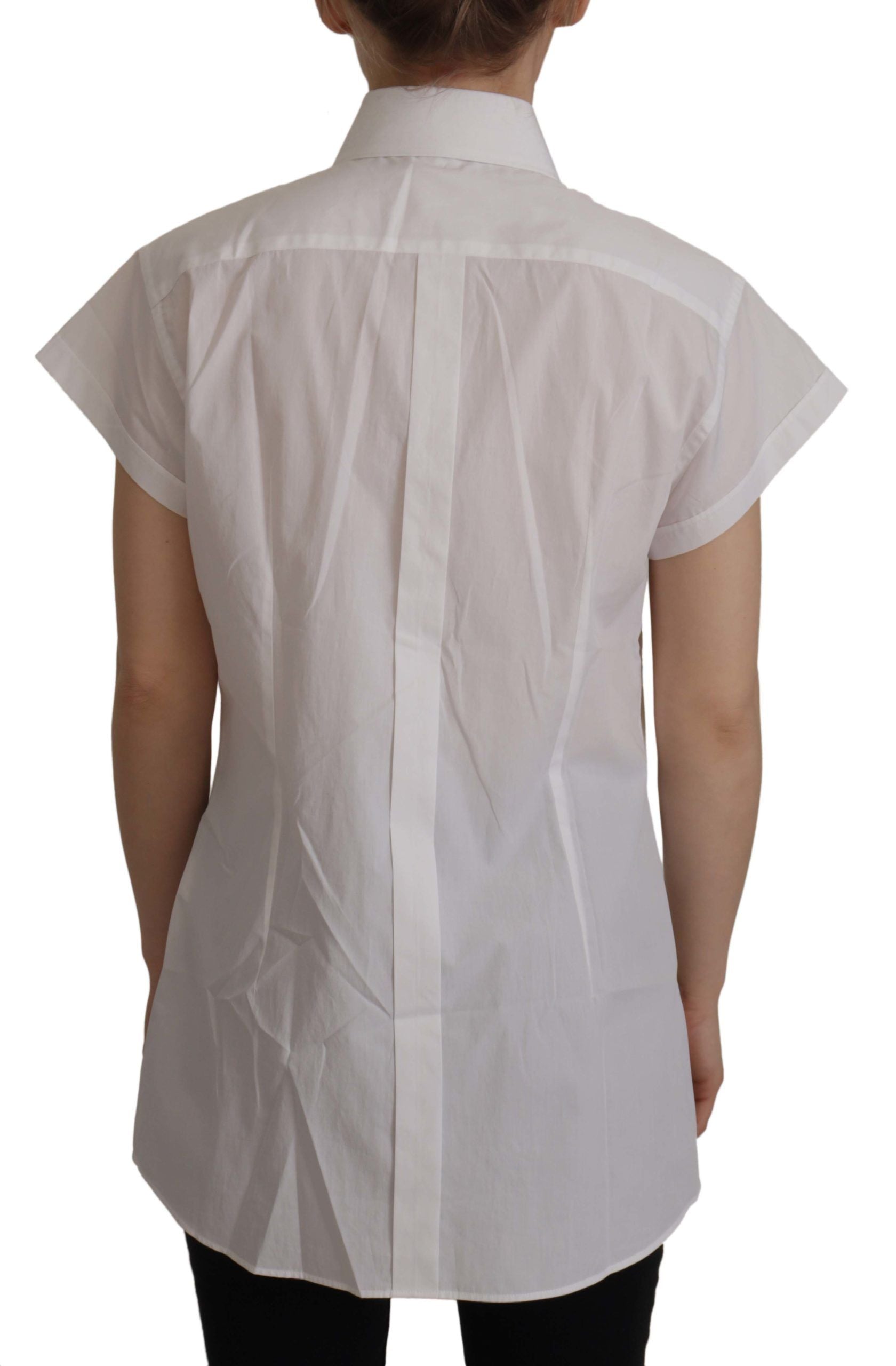 Witte mouwloze smoking formele blouse top