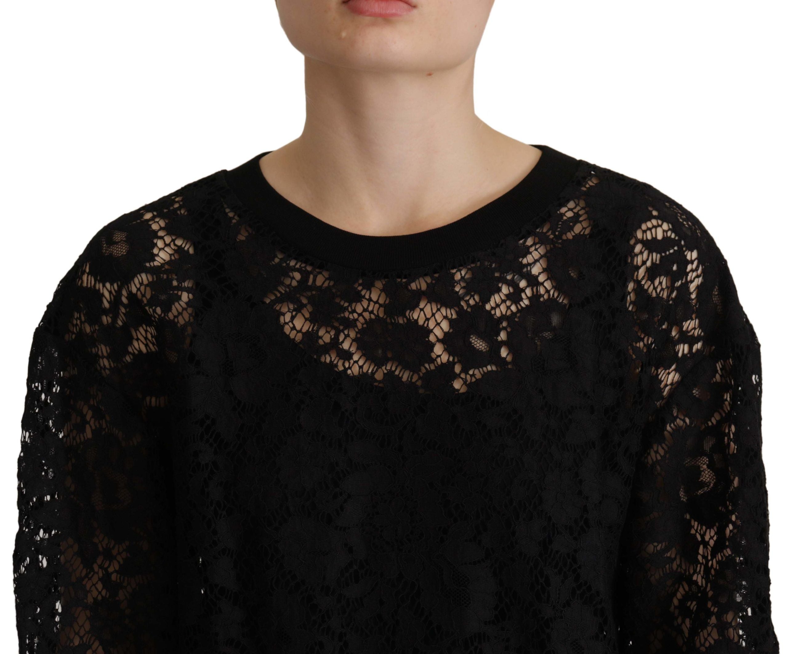 Zwarte bloemenkanten pullover Sicilië blouse
