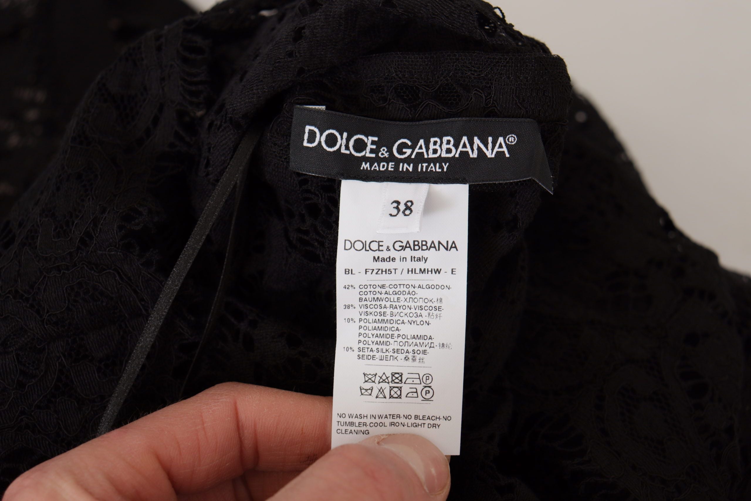 Zwarte bloemenkanten pullover Sicilië blouse