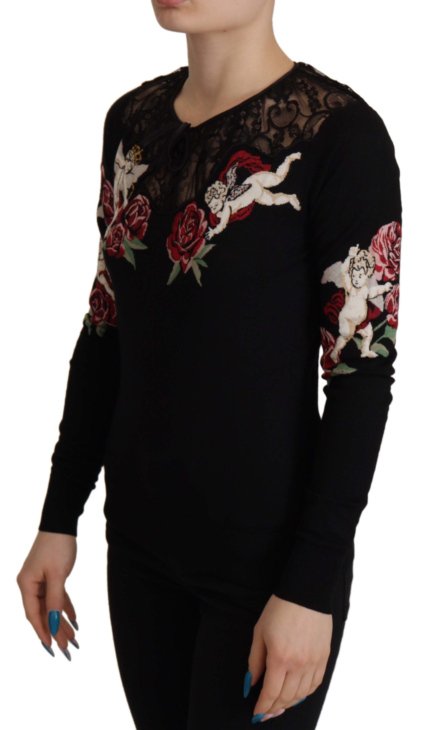 Zwarte kanten Angel Roses Cardigan Trui