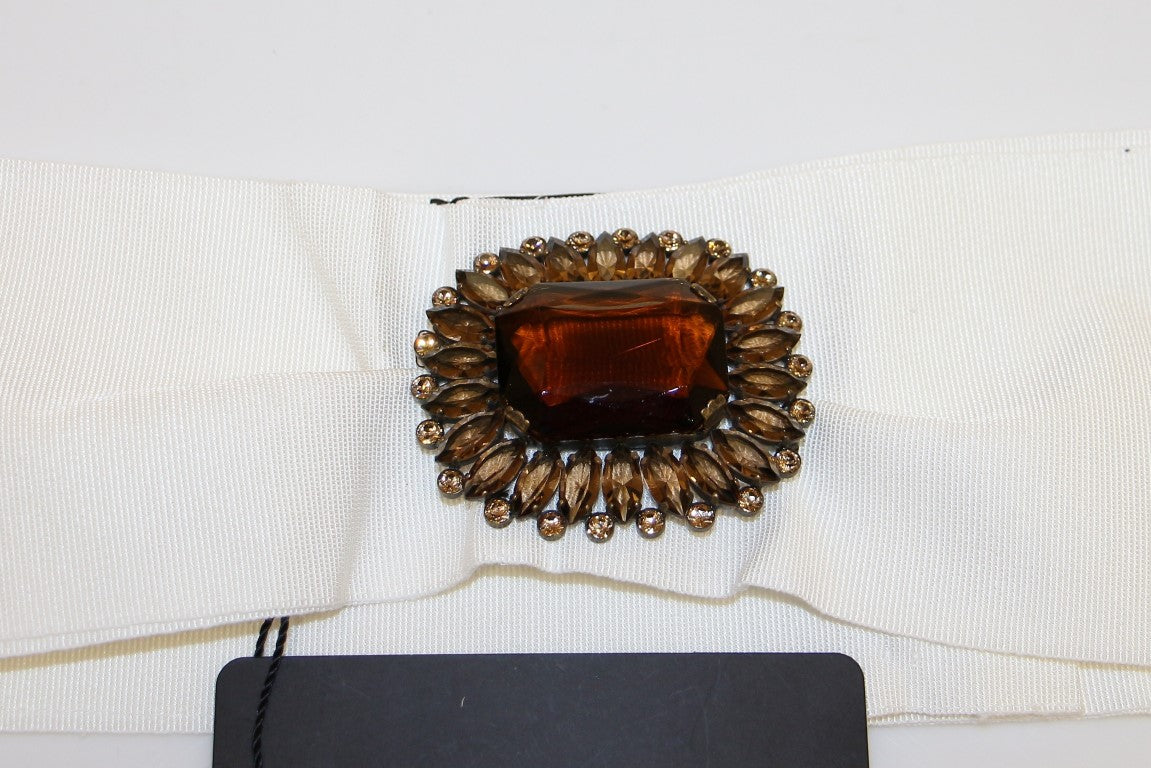 Witte kristallen messing brede taille runway riem