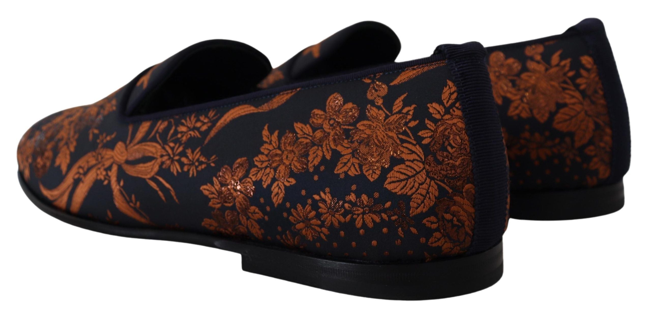 Blauwe roestkleurige loafers met bloemenprint