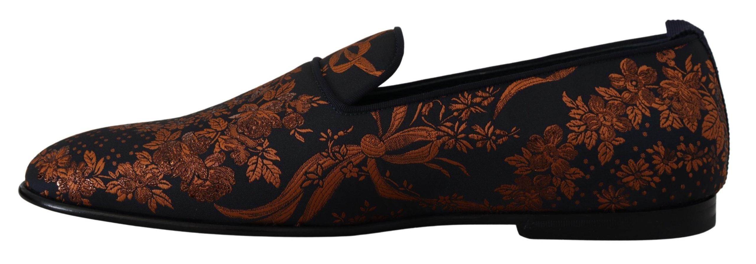 Blauwe roestkleurige loafers met bloemenprint