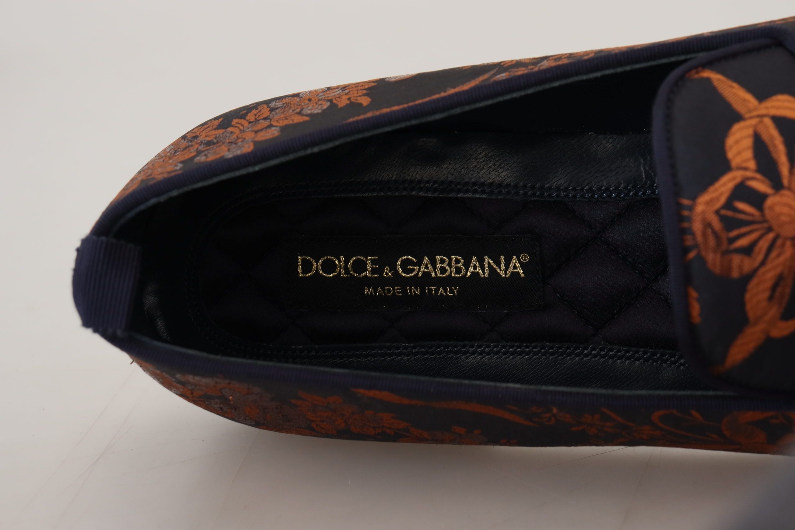 Blauwe roestkleurige loafers met bloemenprint