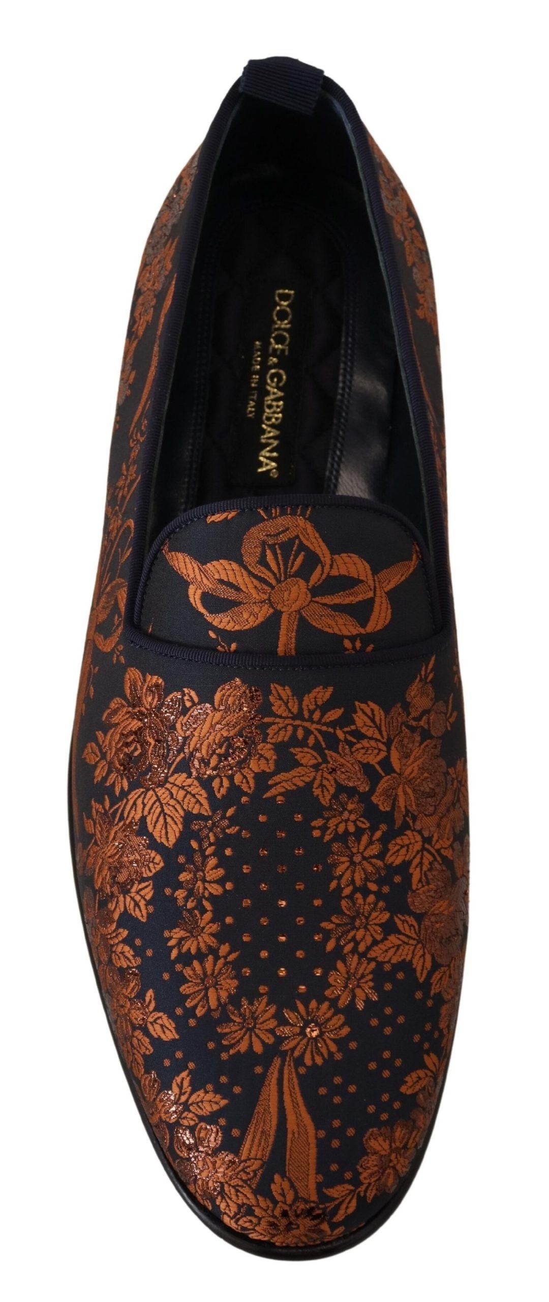 Blauwe roestkleurige loafers met bloemenprint