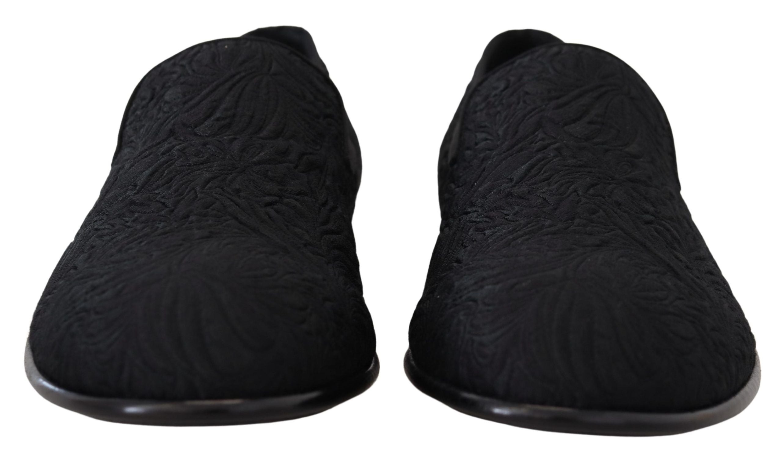 Zwarte jacquard pantoffels met bloemenmotief