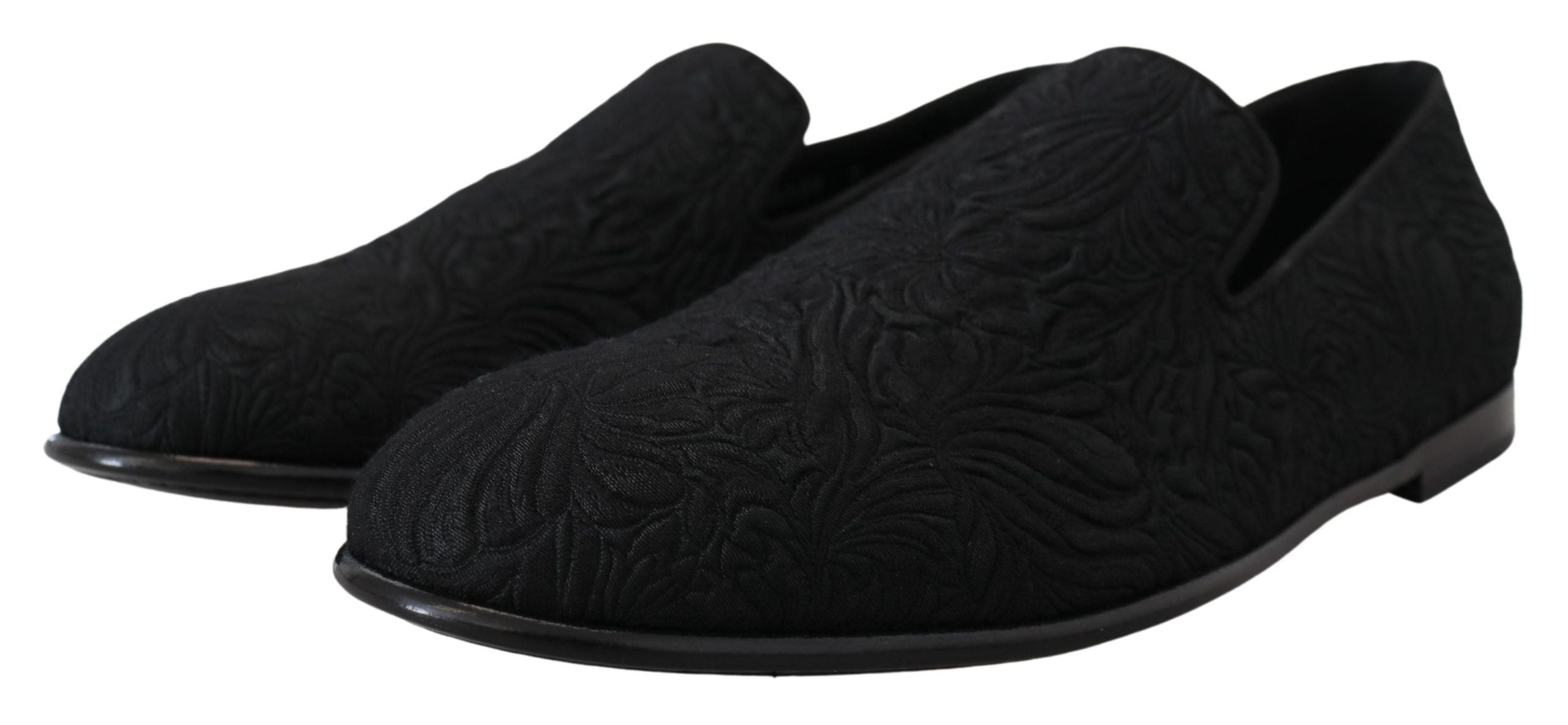 Zwarte jacquard pantoffels met bloemenmotief