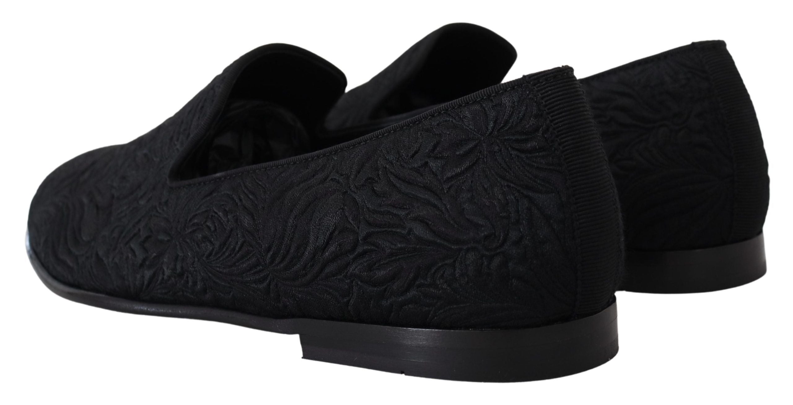 Zwarte jacquard pantoffels met bloemenmotief