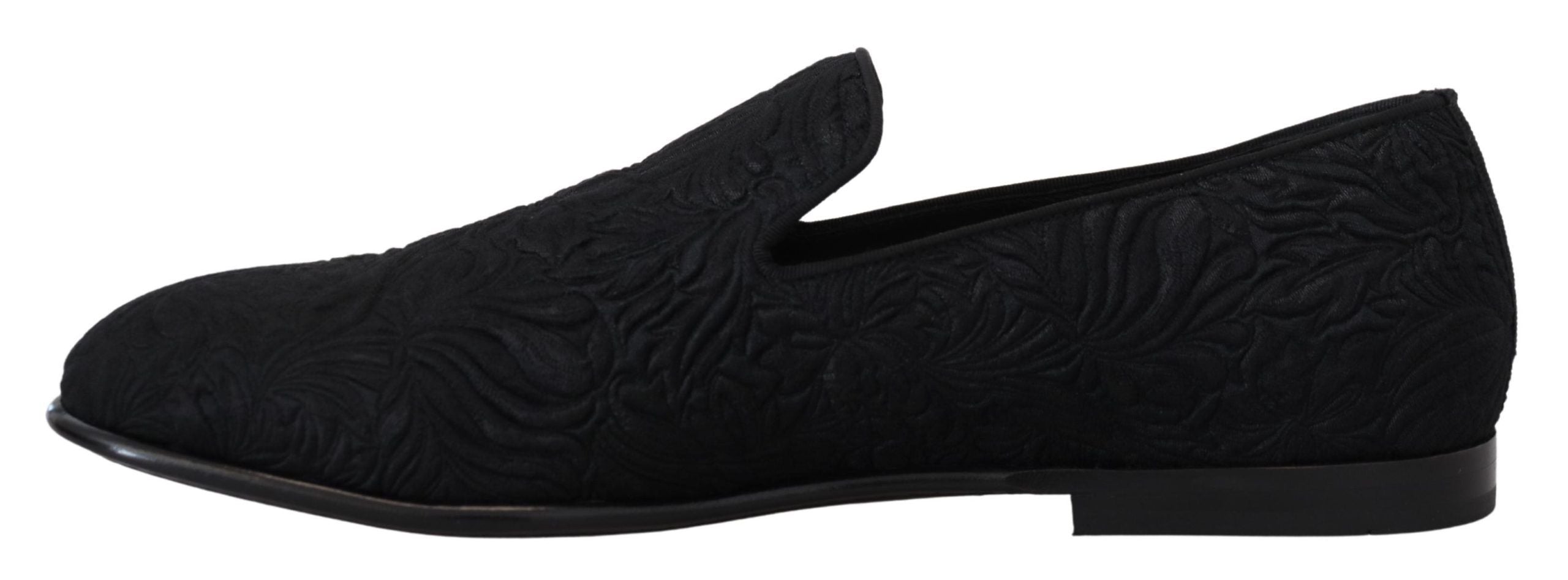 Zwarte jacquard pantoffels met bloemenmotief