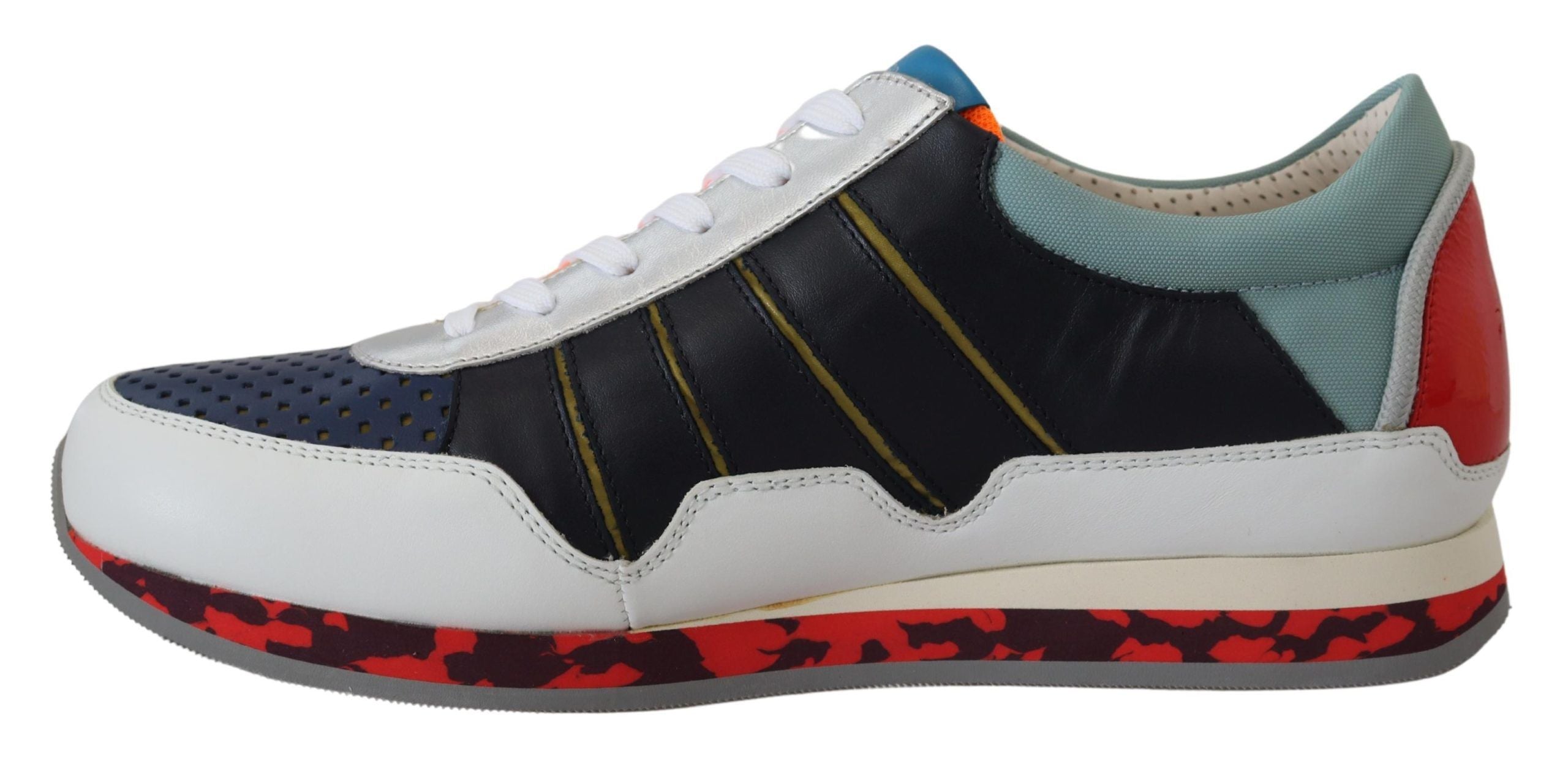 Veelkleurige leren sportschoenen met lage bovenkant
