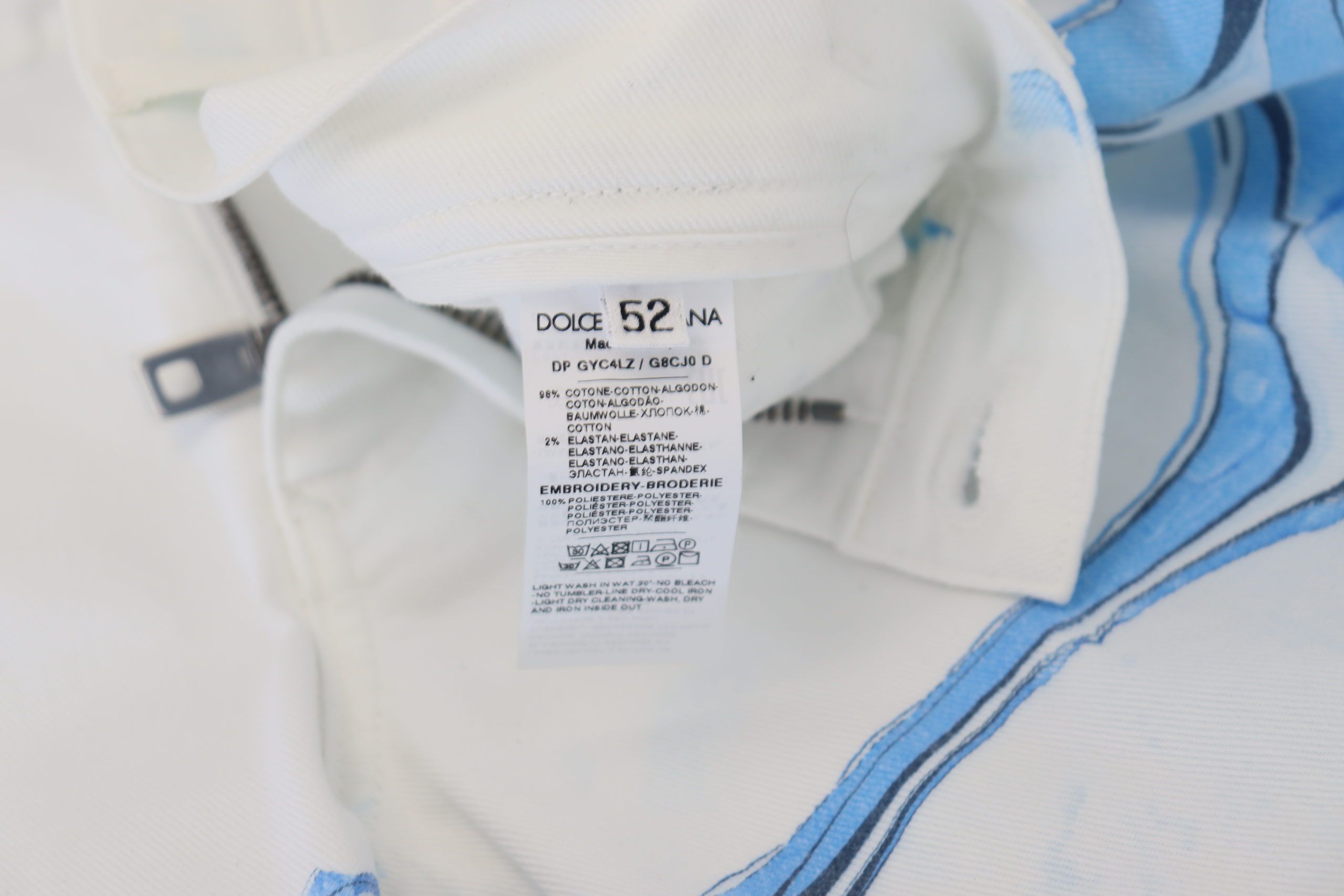 Witte blauwe denim katoenen jeans stretch skinny fit broek