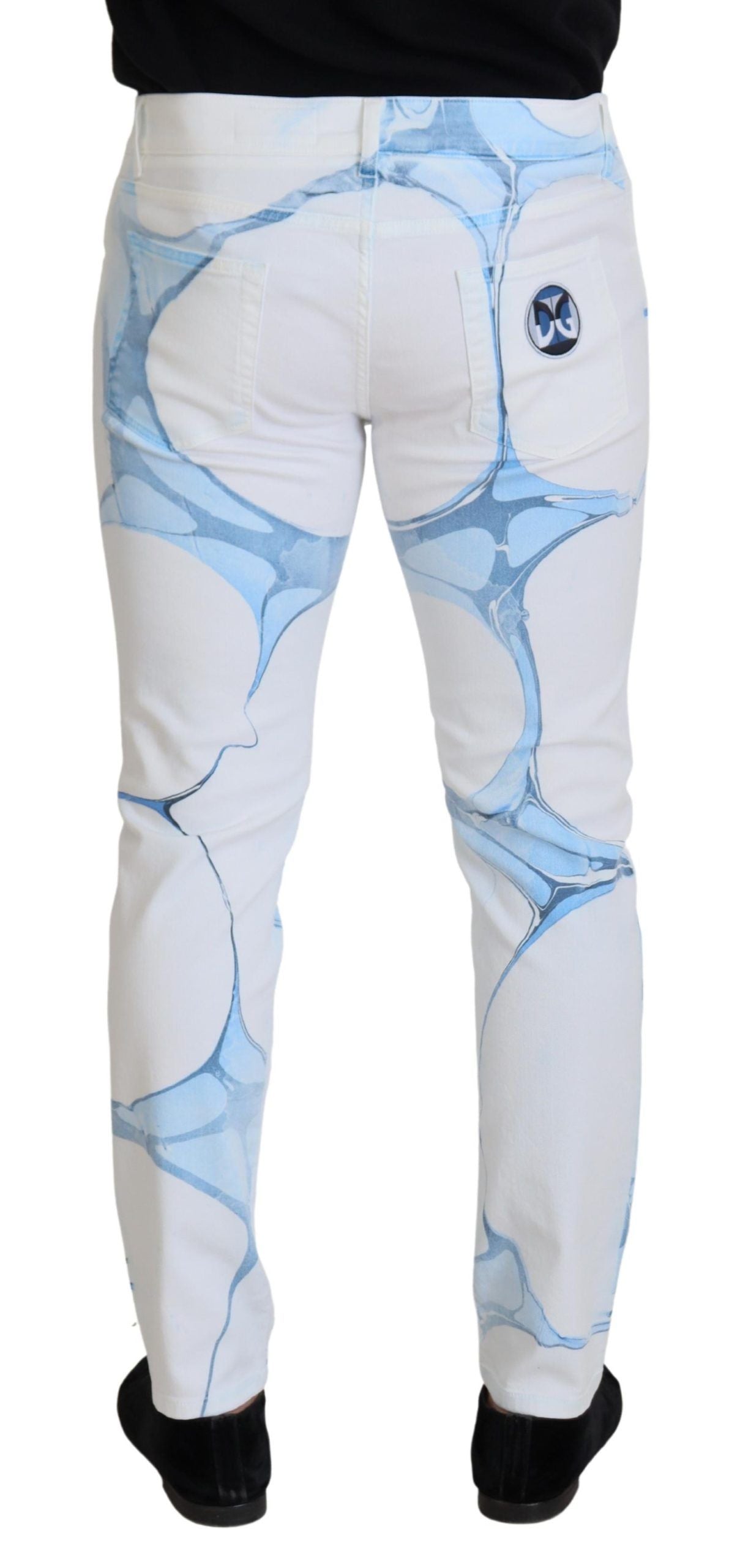 Witte blauwe denim katoenen jeans stretch skinny fit broek