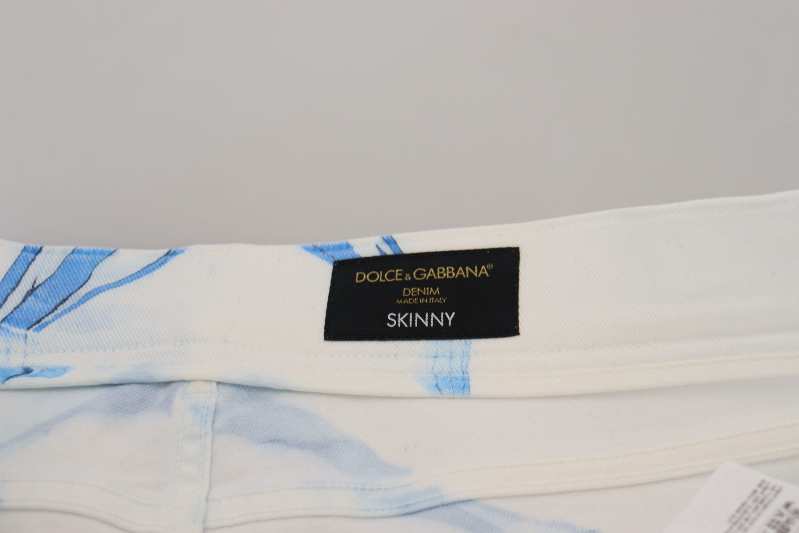 Witte blauwe denim katoenen jeans stretch skinny fit broek