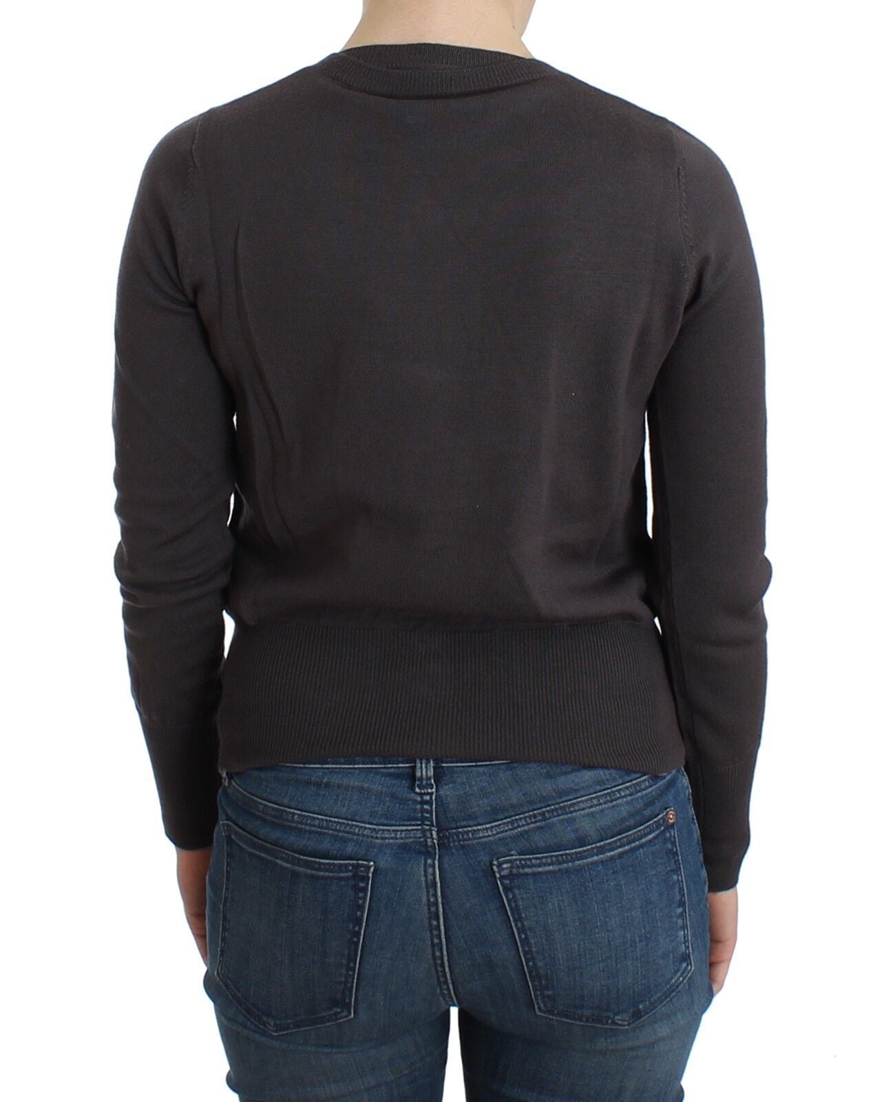 Paarse wollen pailletten cardigan gebreide trui