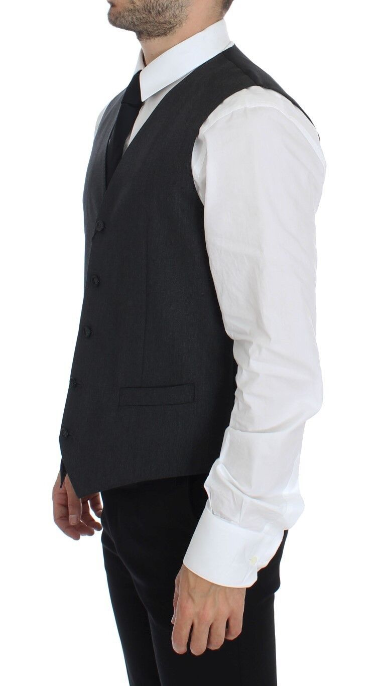 Grijze wollen formele jurk vest gilet weste