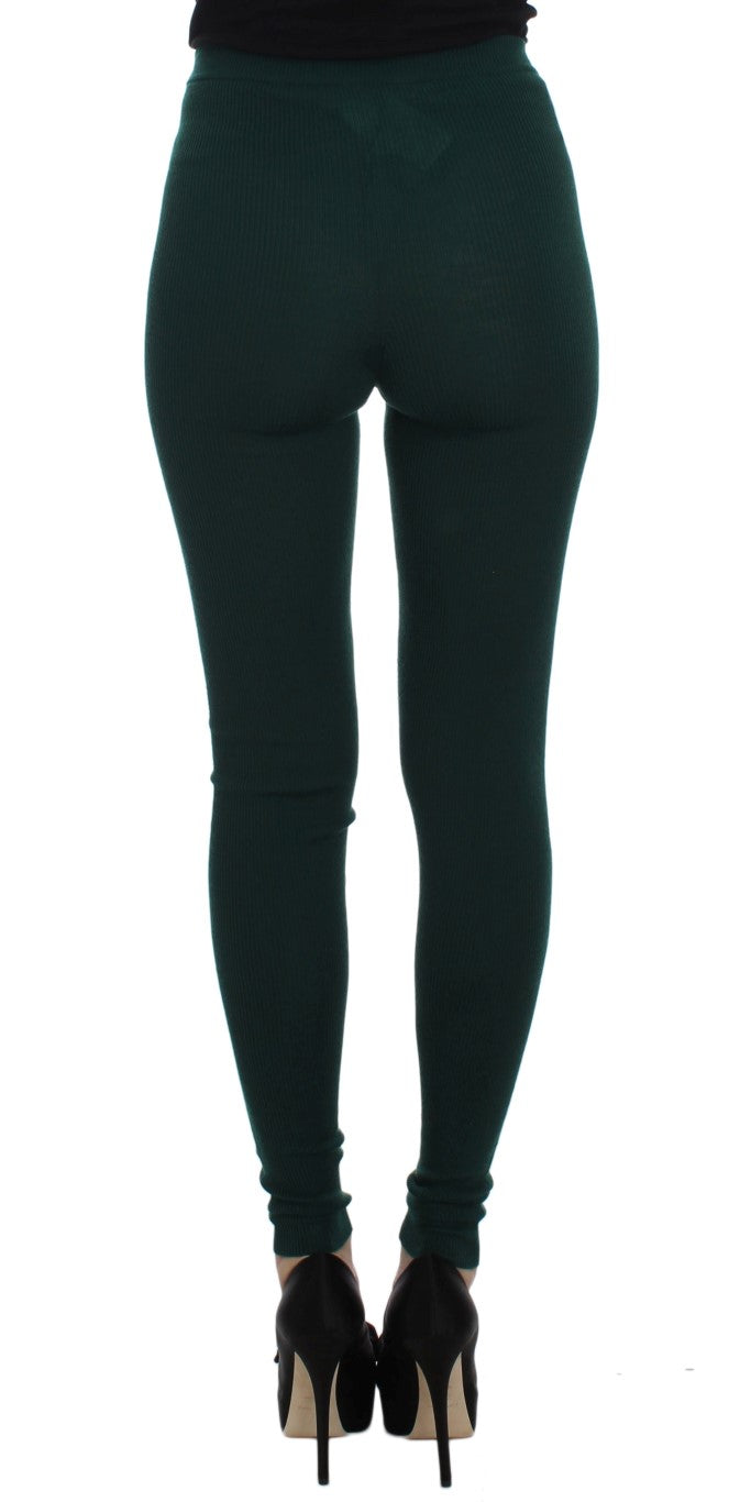 Groene kasjmier stretch panty broek