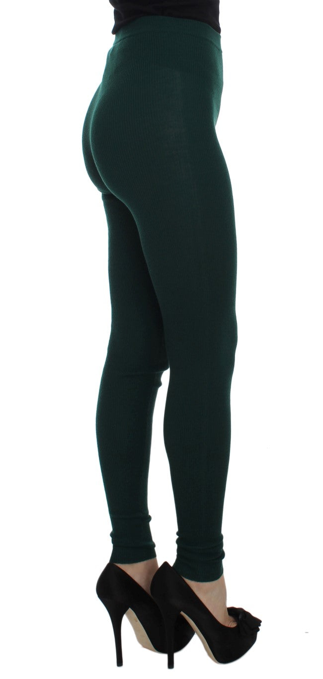 Groene kasjmier stretch panty broek