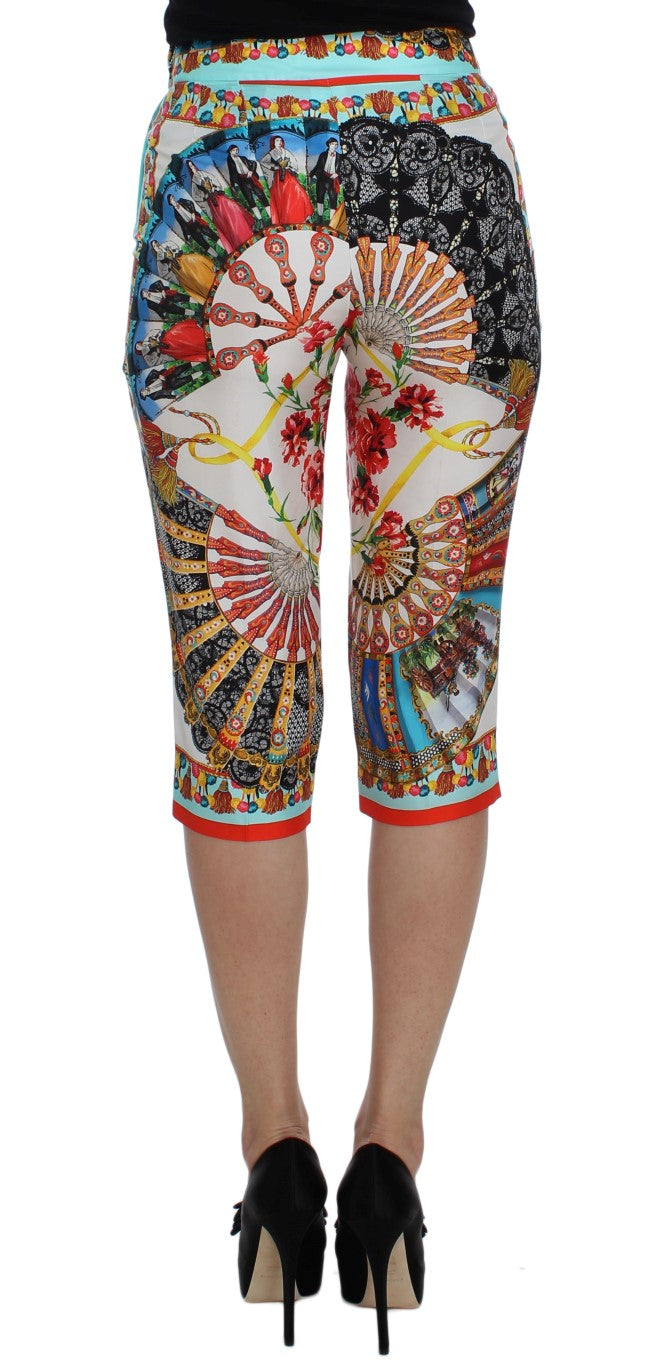 Multicolor Majolica Sicilië Zijden Broek
