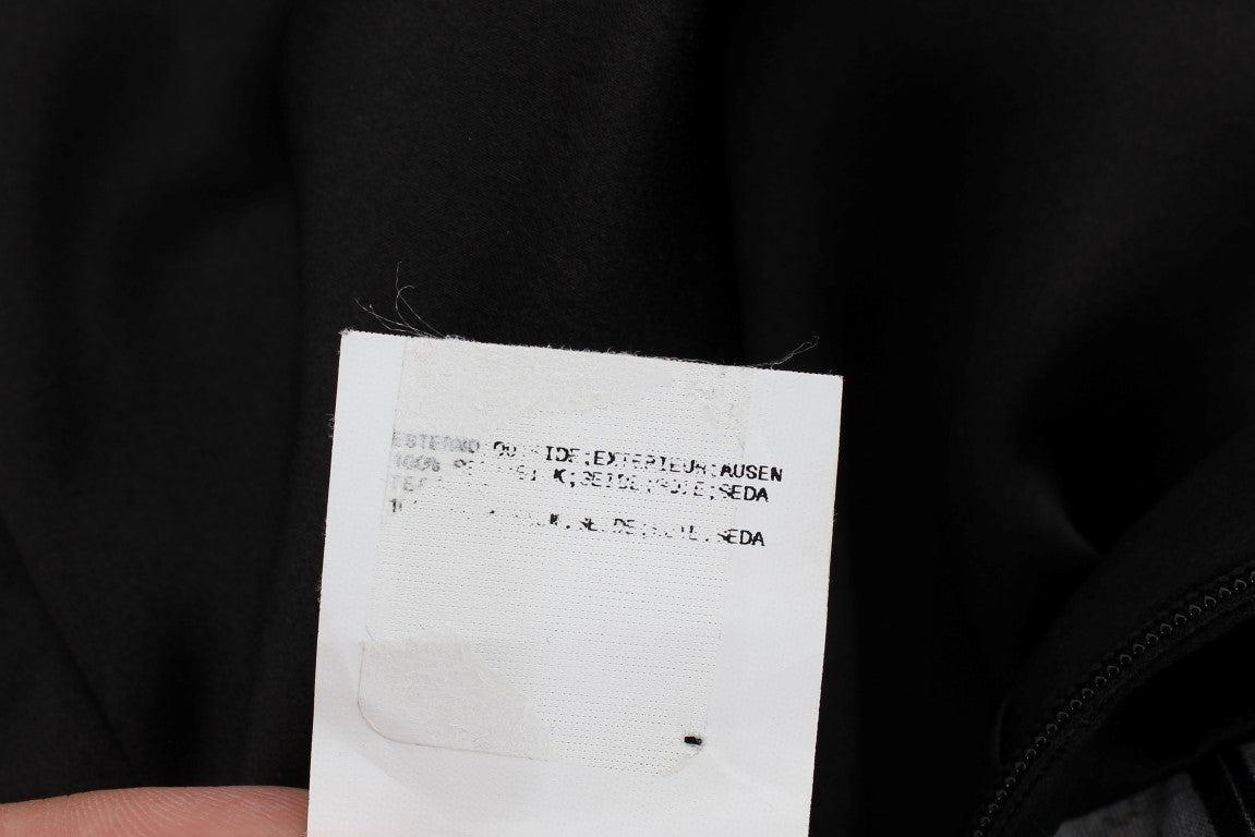 Grijszwarte zijden blousetop