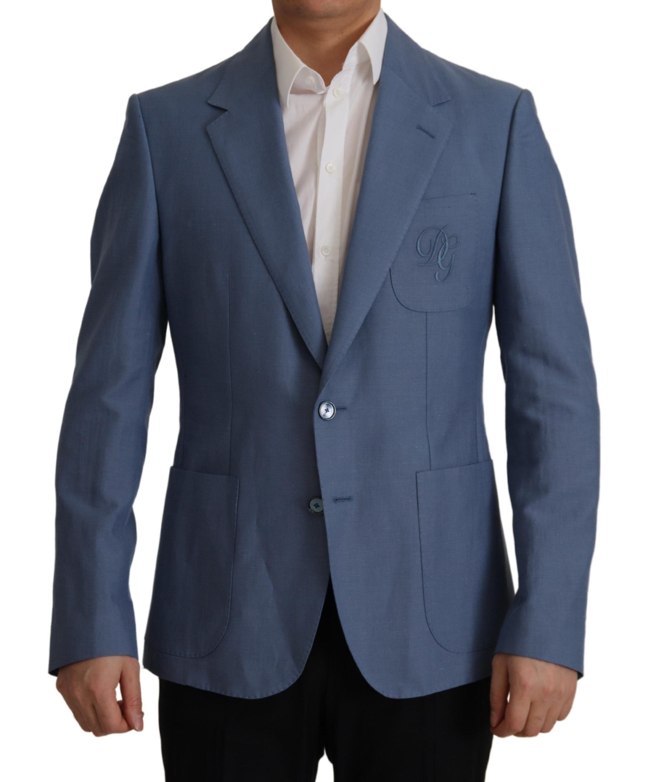 Blauwe enkelrijs blazer met logo