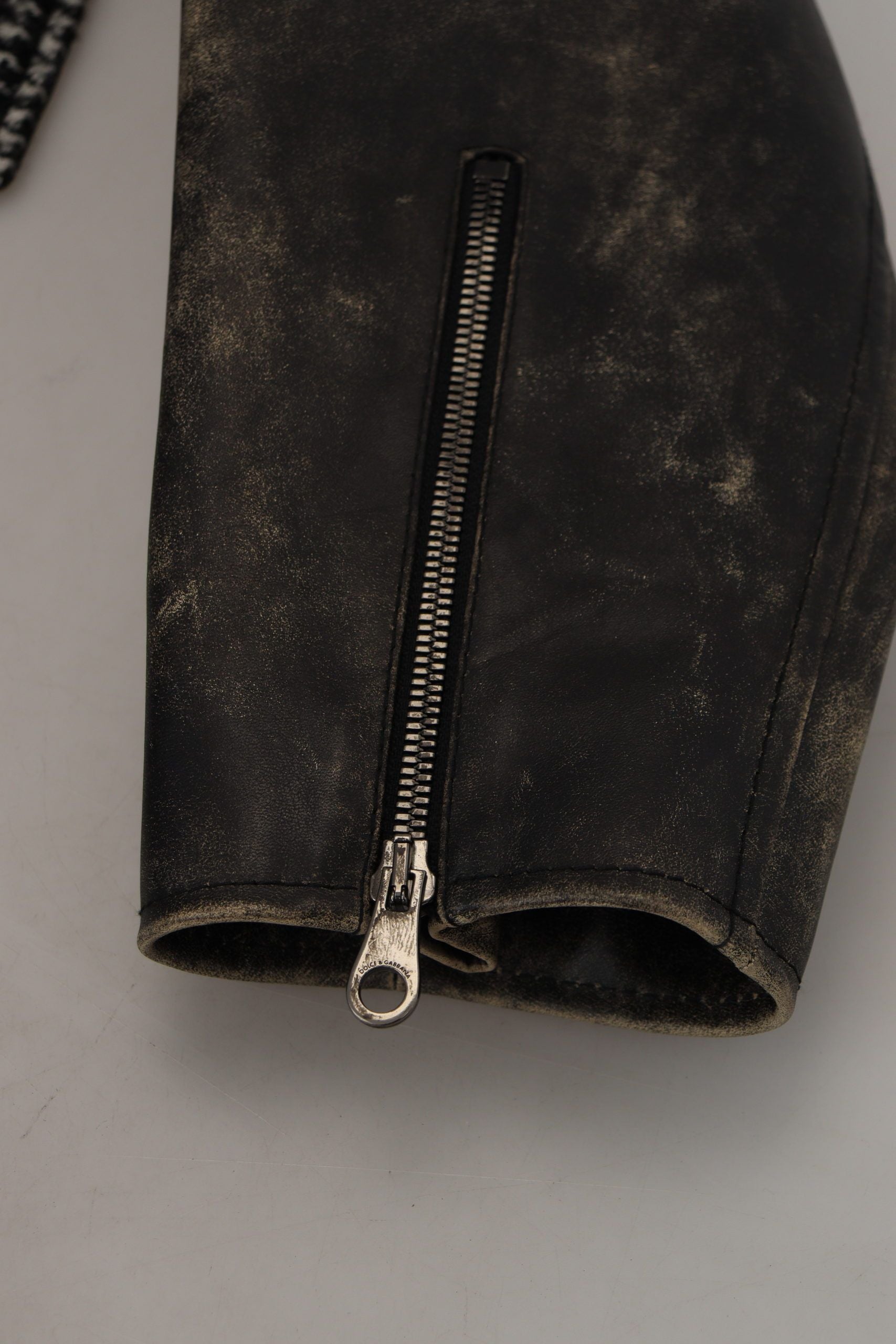 Zwarte pied-de-poule polyester bomberjack