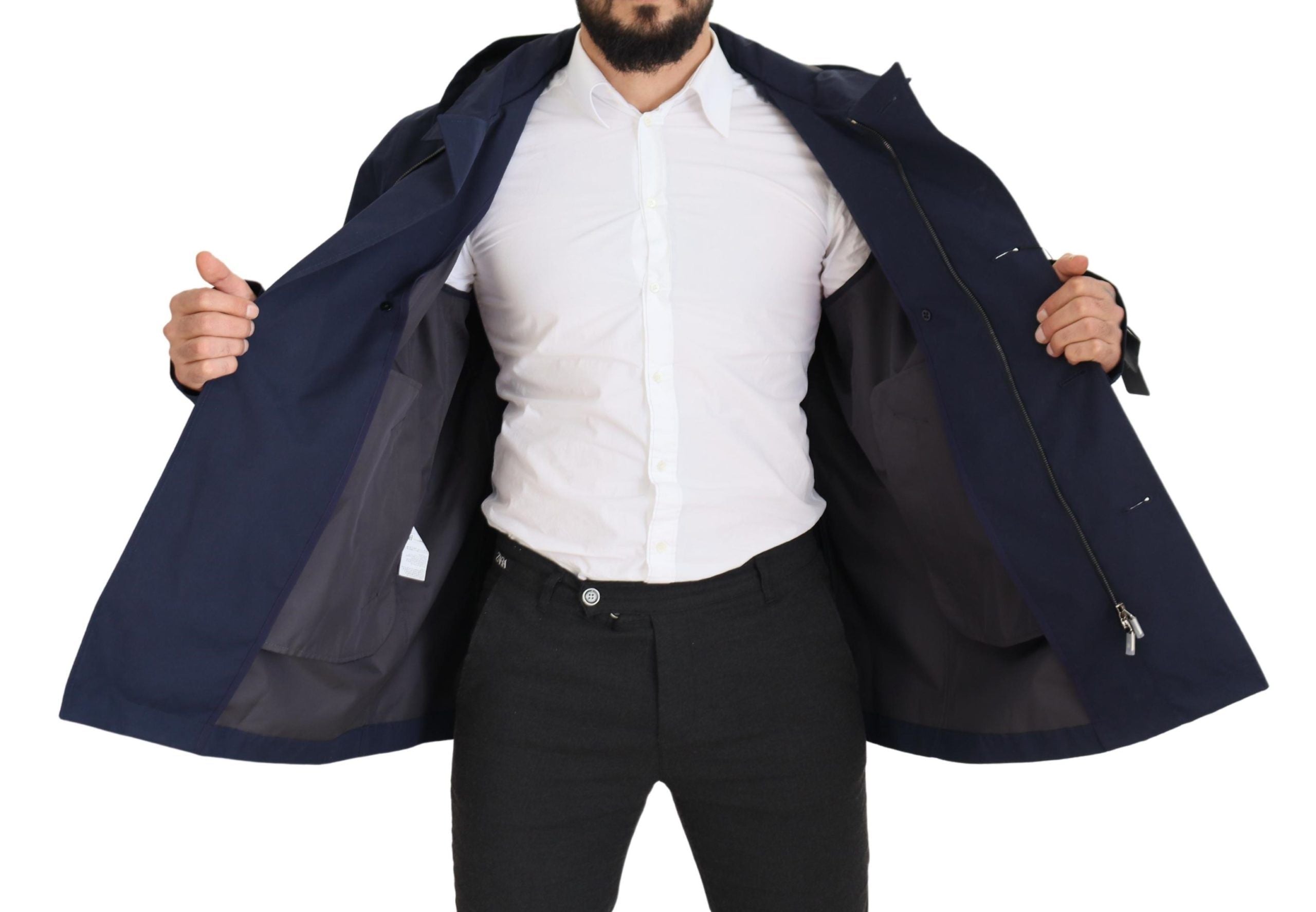 Blue Hooded Double Breasted Coat Jacket