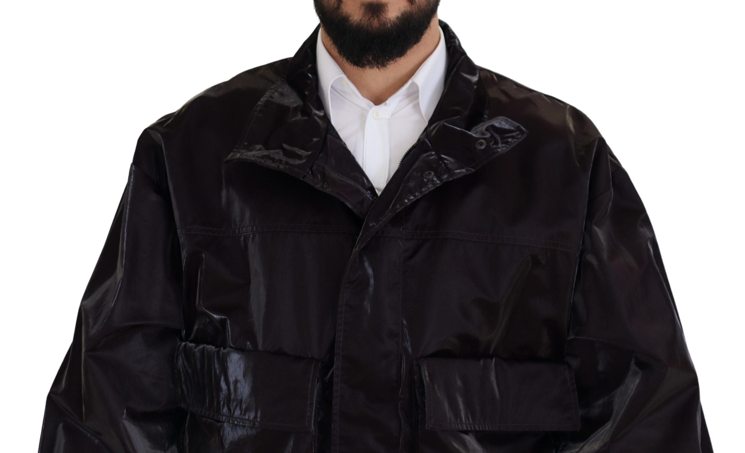Bordeaux nylon kraag herenjas