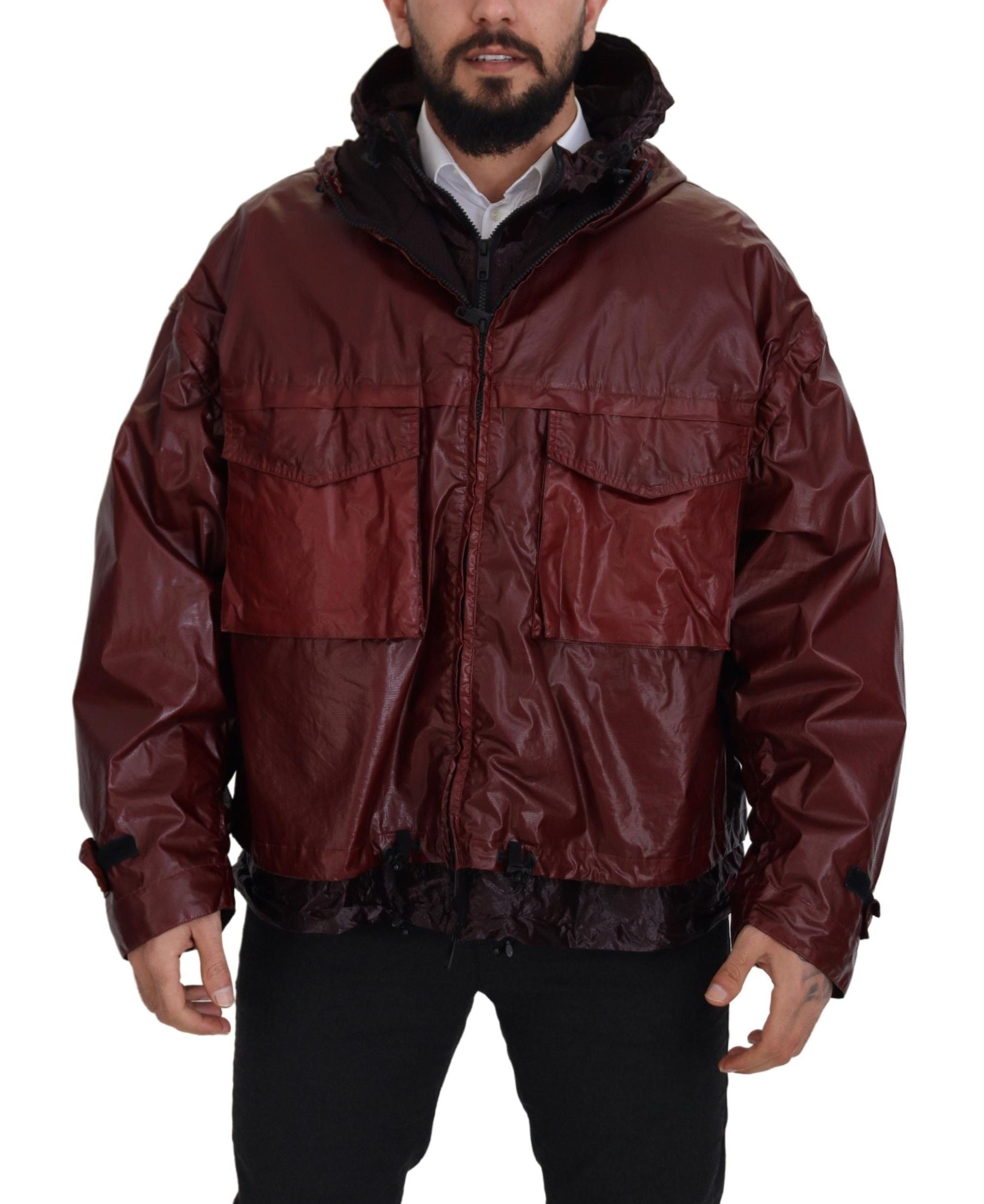 Bordeaux Cotton Hooded Full Zip Jacket