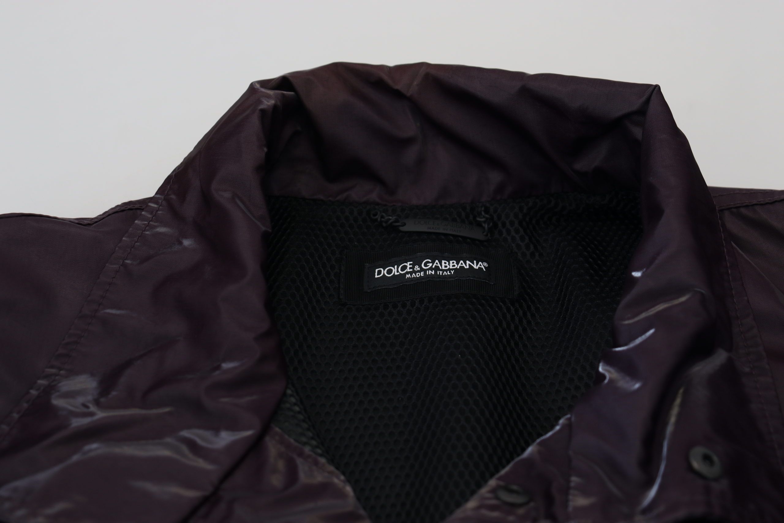 Paarse nylon bikerjas met kraag
