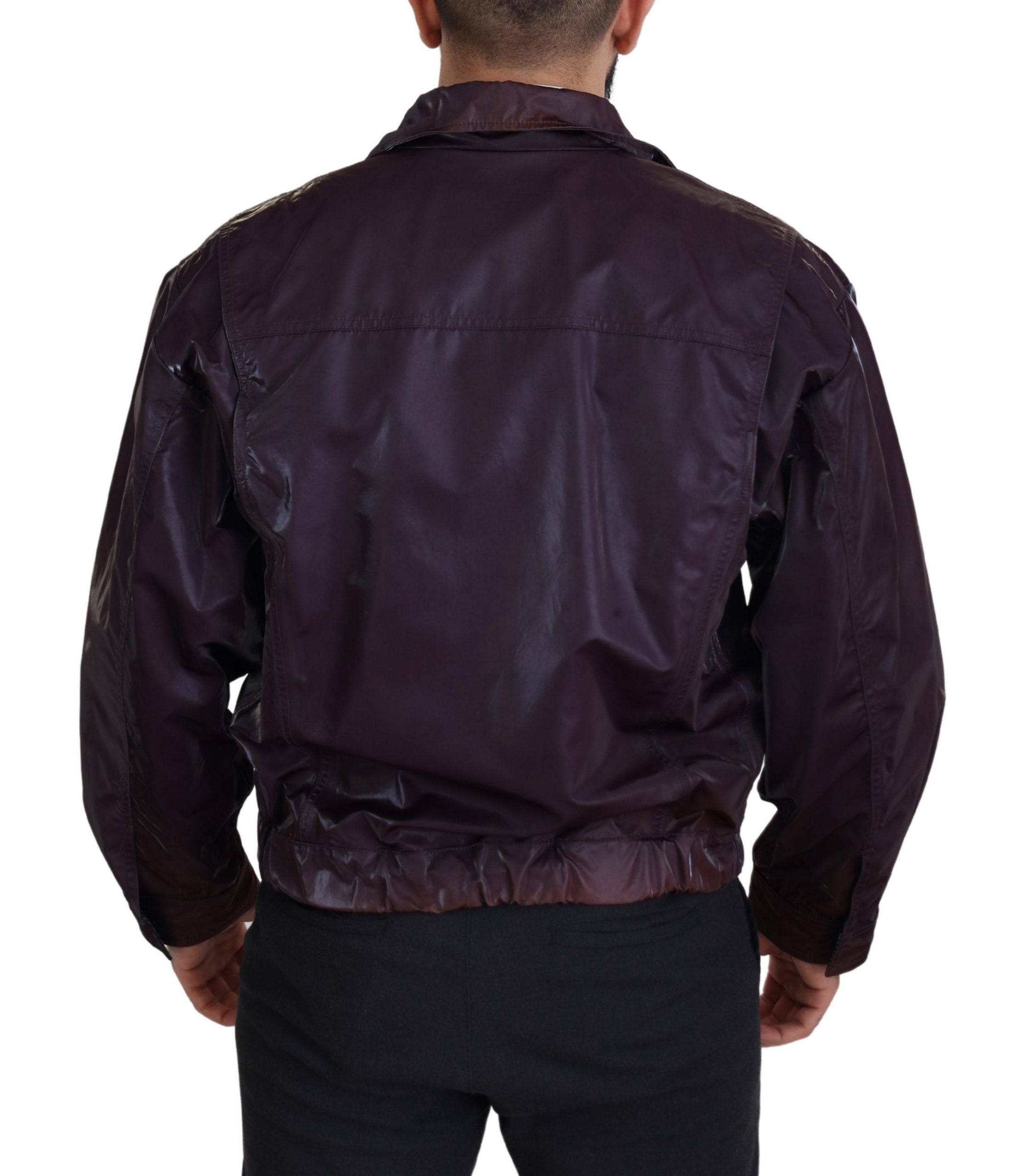 Purple Nylon Collared Biker Coat Jacket