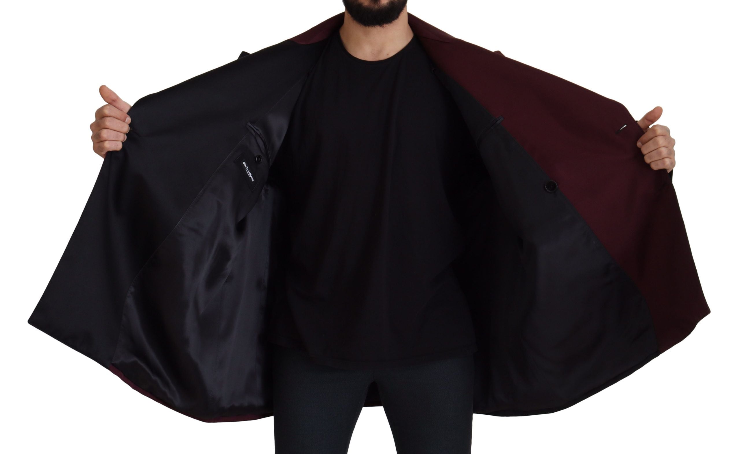 Bordeaux polyester dubbelrijs jasje