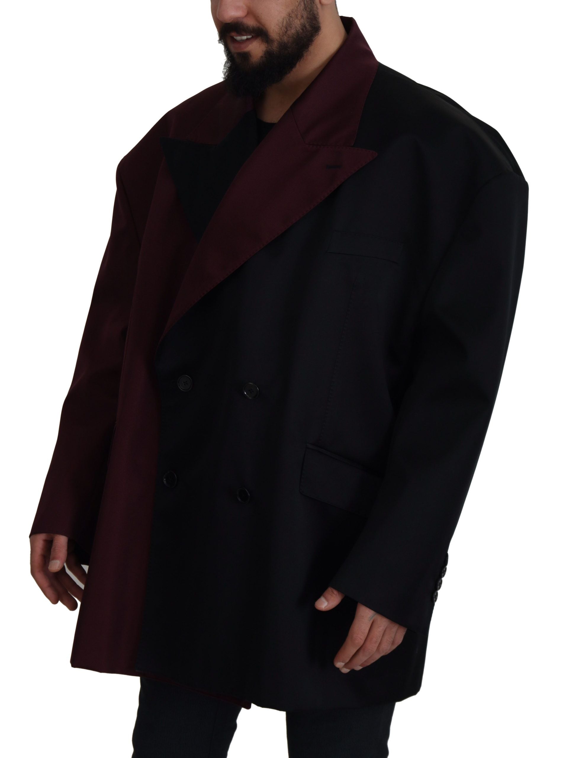 Bordeaux polyester dubbelrijs jasje