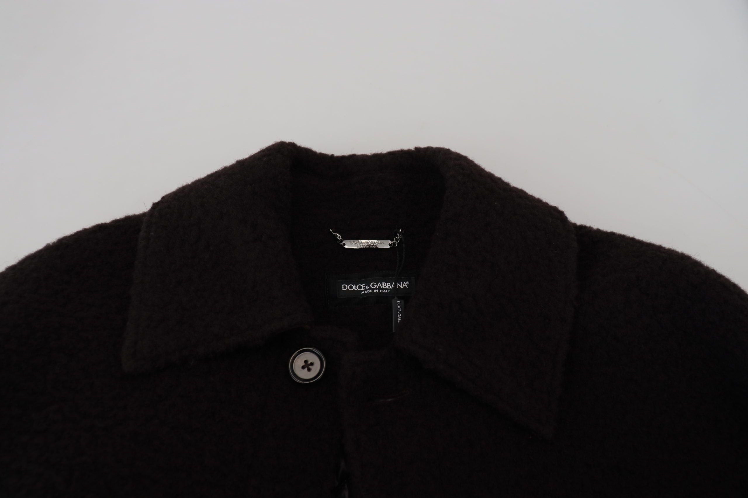 Zwarte alpaca trenchcoat met knopen