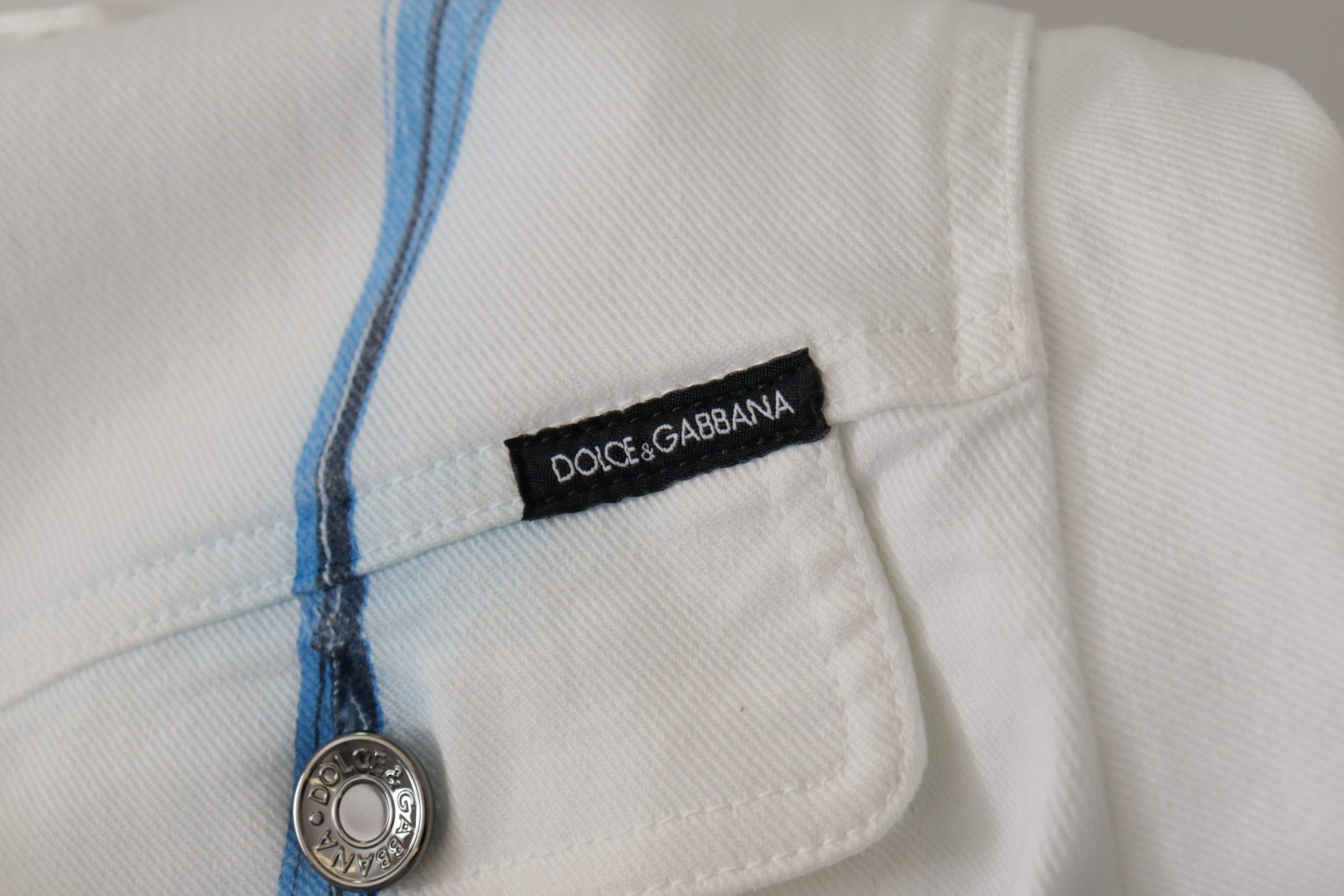 Wit katoenen denimjack met logoborduursel